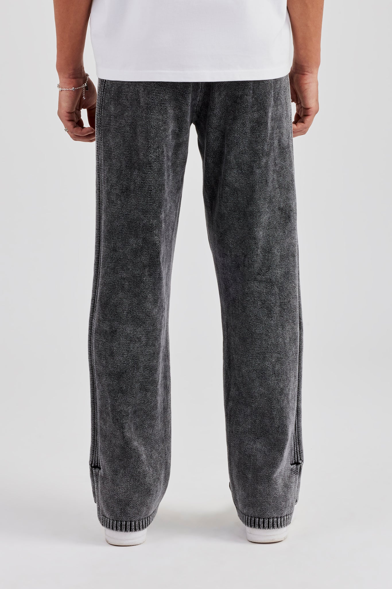 Acid Wash Knitted Jogger - Charcoal - Image 7