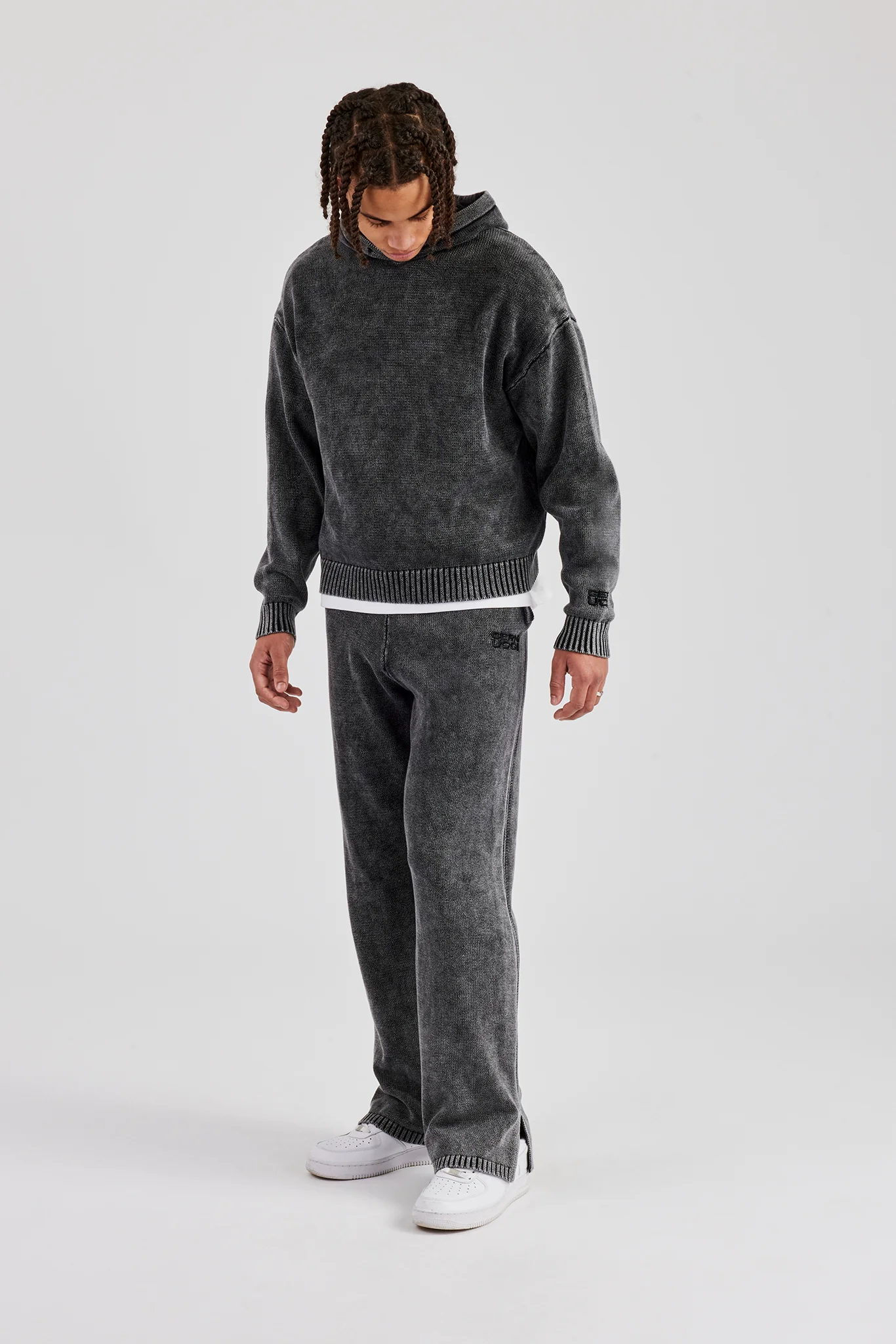 Acid Wash Knitted Jogger - Charcoal - Image 9