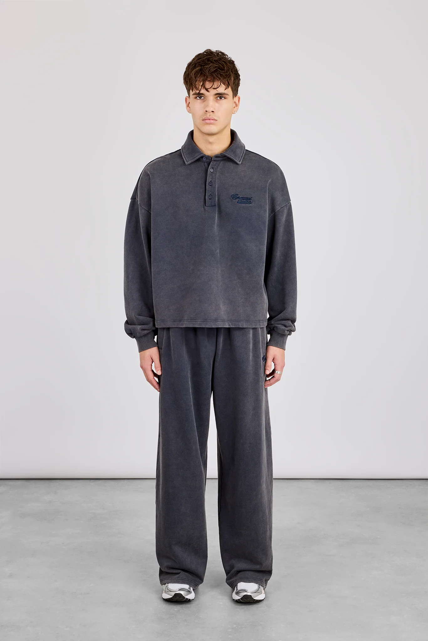 Acid Wash Rugby Polo & Baggy Jogger - Washed Navy - Image 2