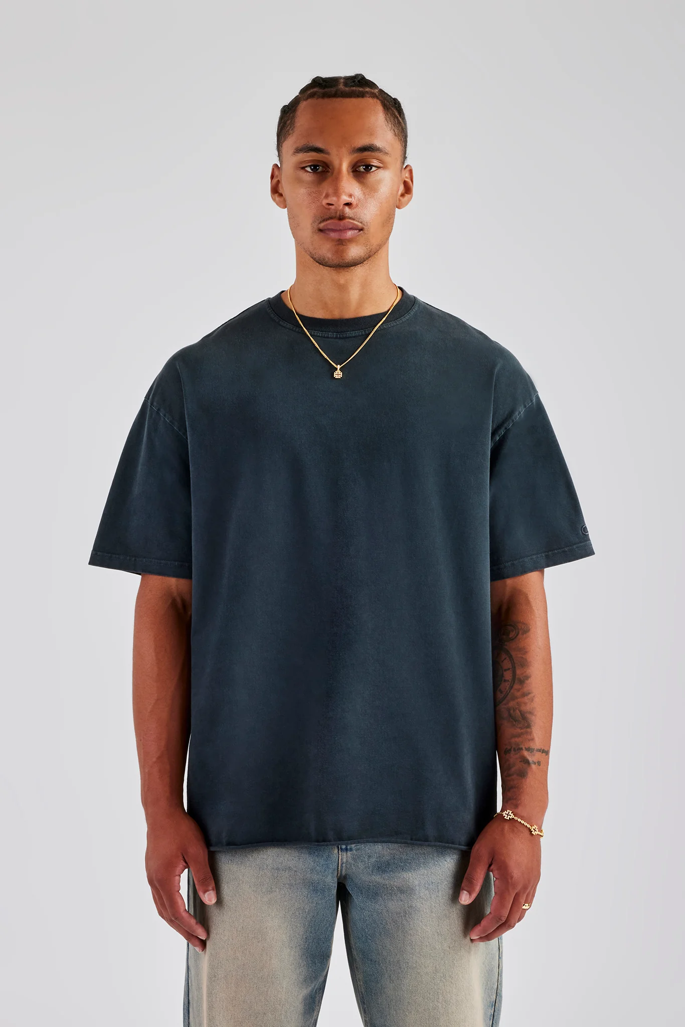 Acid Wash Space Cherub Oversized T-Shirt - Charcoal - Image 3