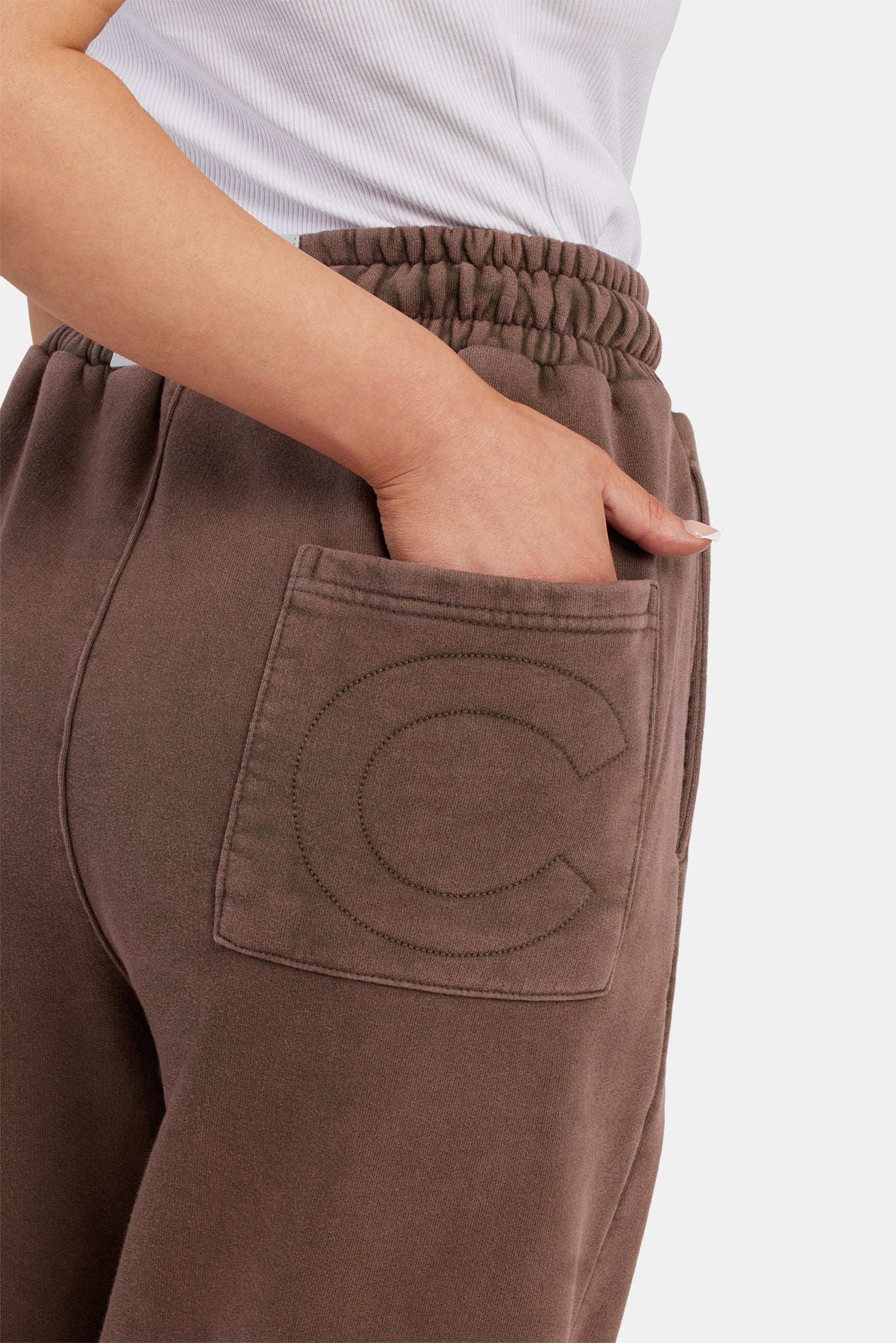 Acid Wash Wide Leg Jogger - Washed Brown - Image 3