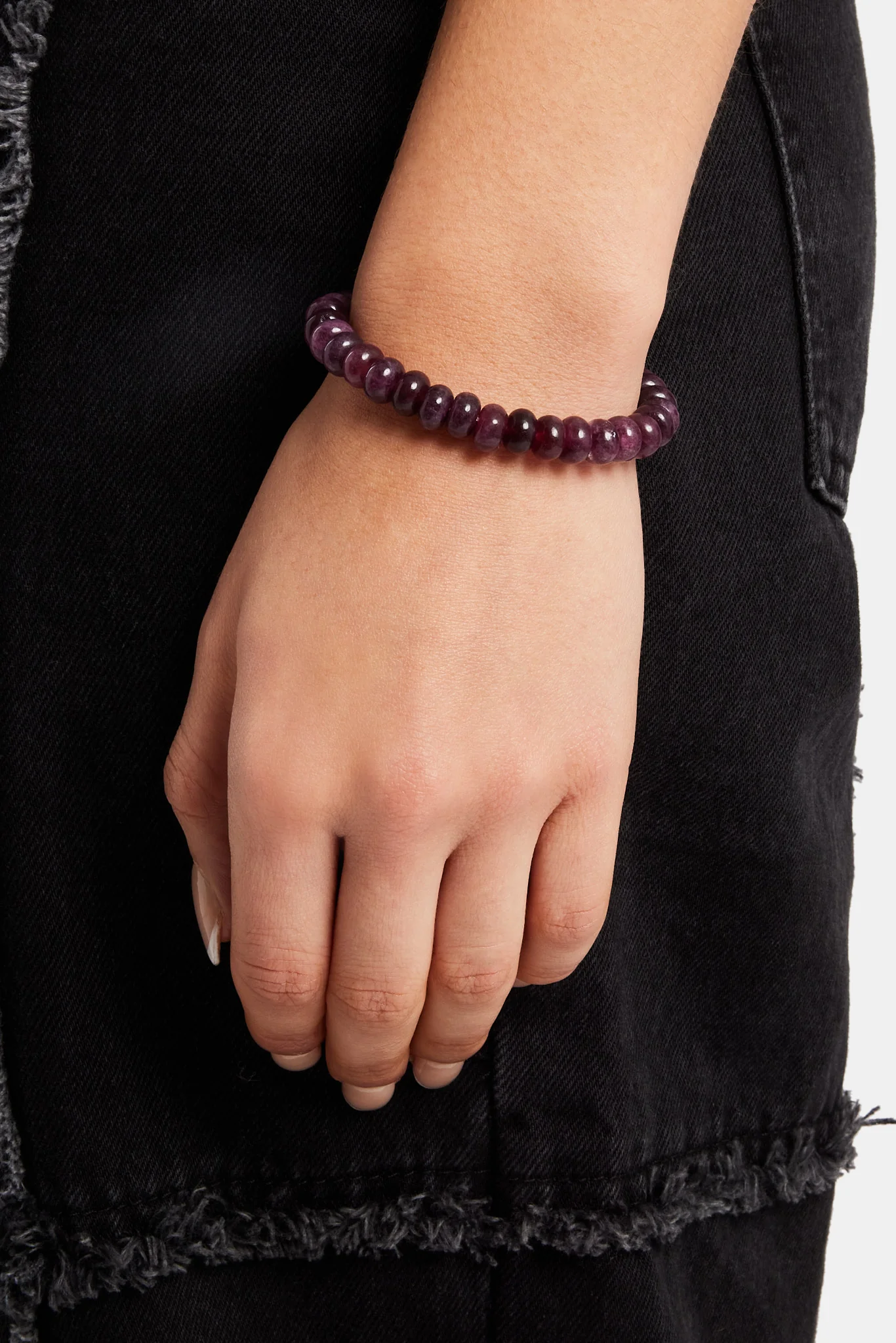 Amethyst Bead Bracelet - White 6mm