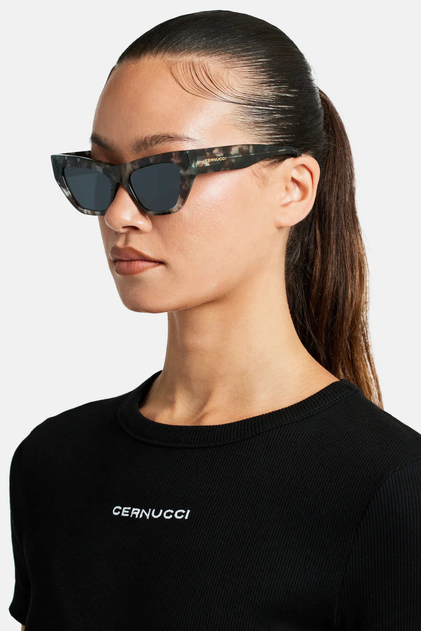 Angled Square Acetate Sunglasses - Tort - Image 2