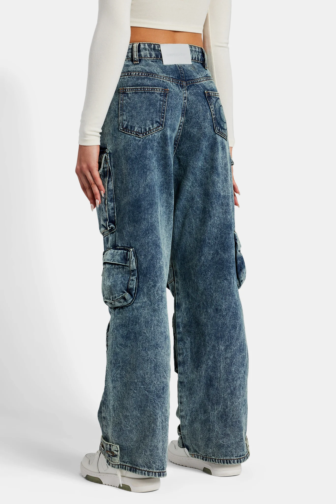 Baggy Cargo Jeans - Blue - Image 4