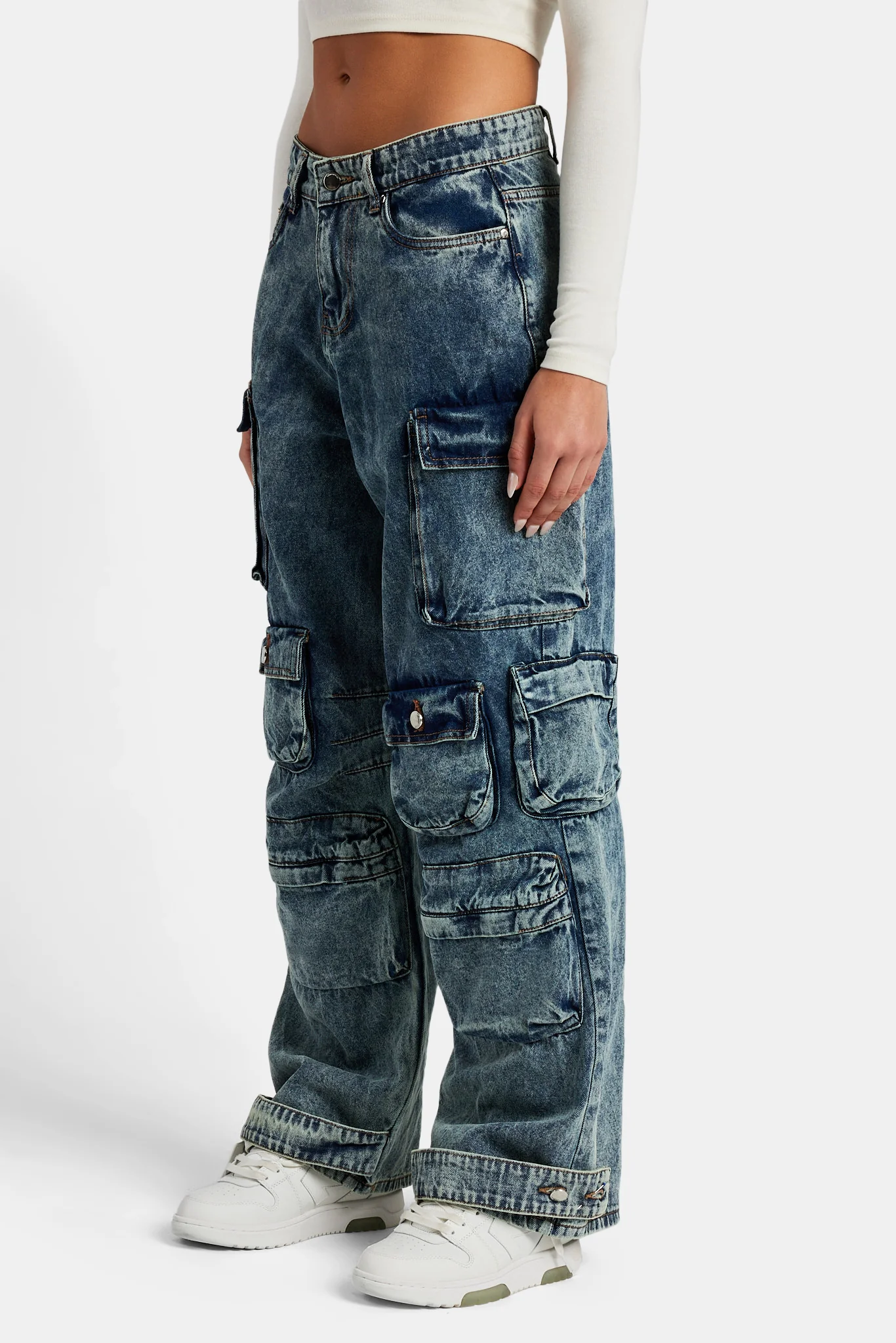 Baggy Cargo Jeans - Blue - Image 5