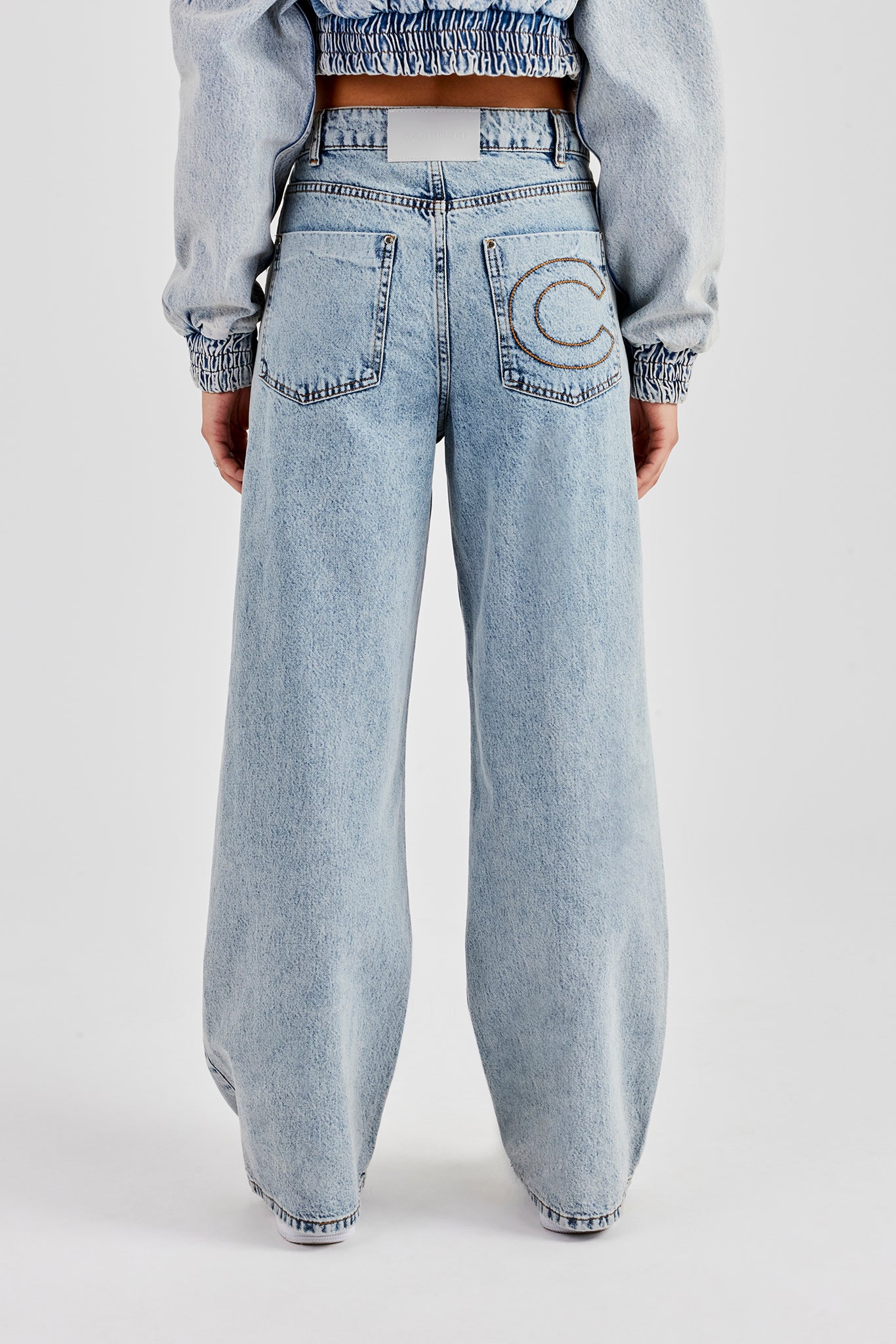 Baggy Denim Waist Button Jean - Light Vintage - Image 4