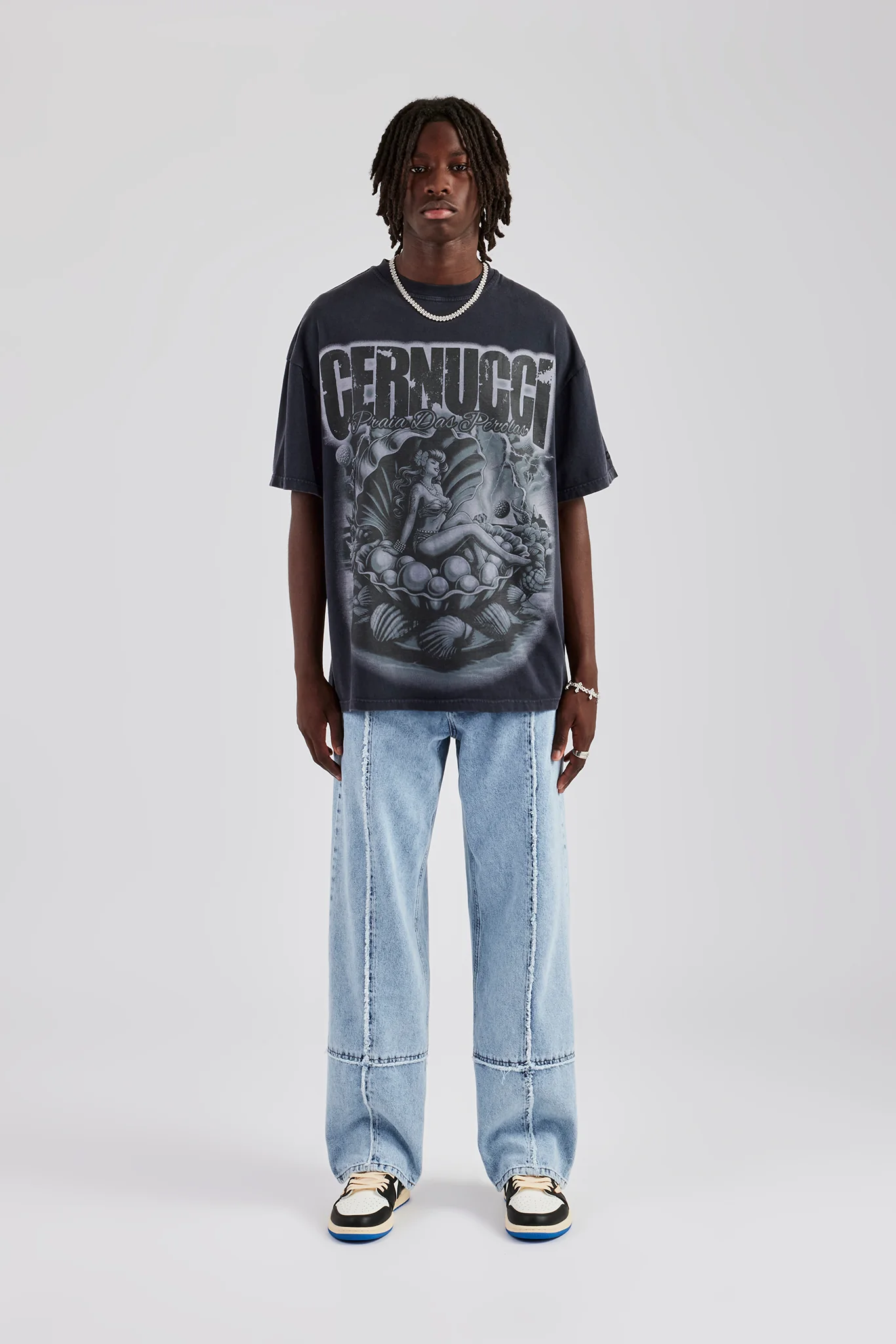 Baggy Fit Raw Edge Jean - Ice Blue - Image 2