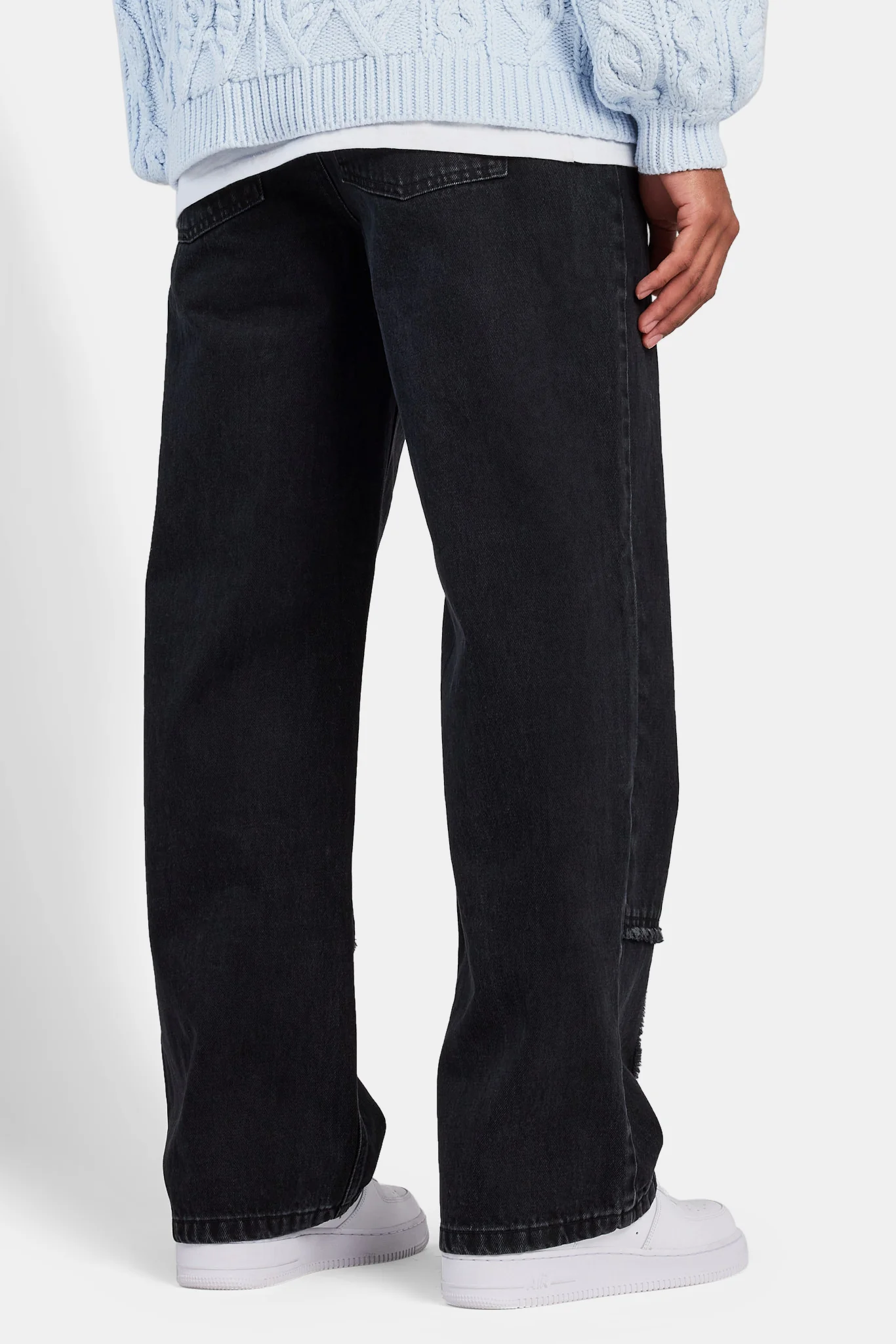 Baggy Fit Raw Edge Jean - Washed Black - Image 3