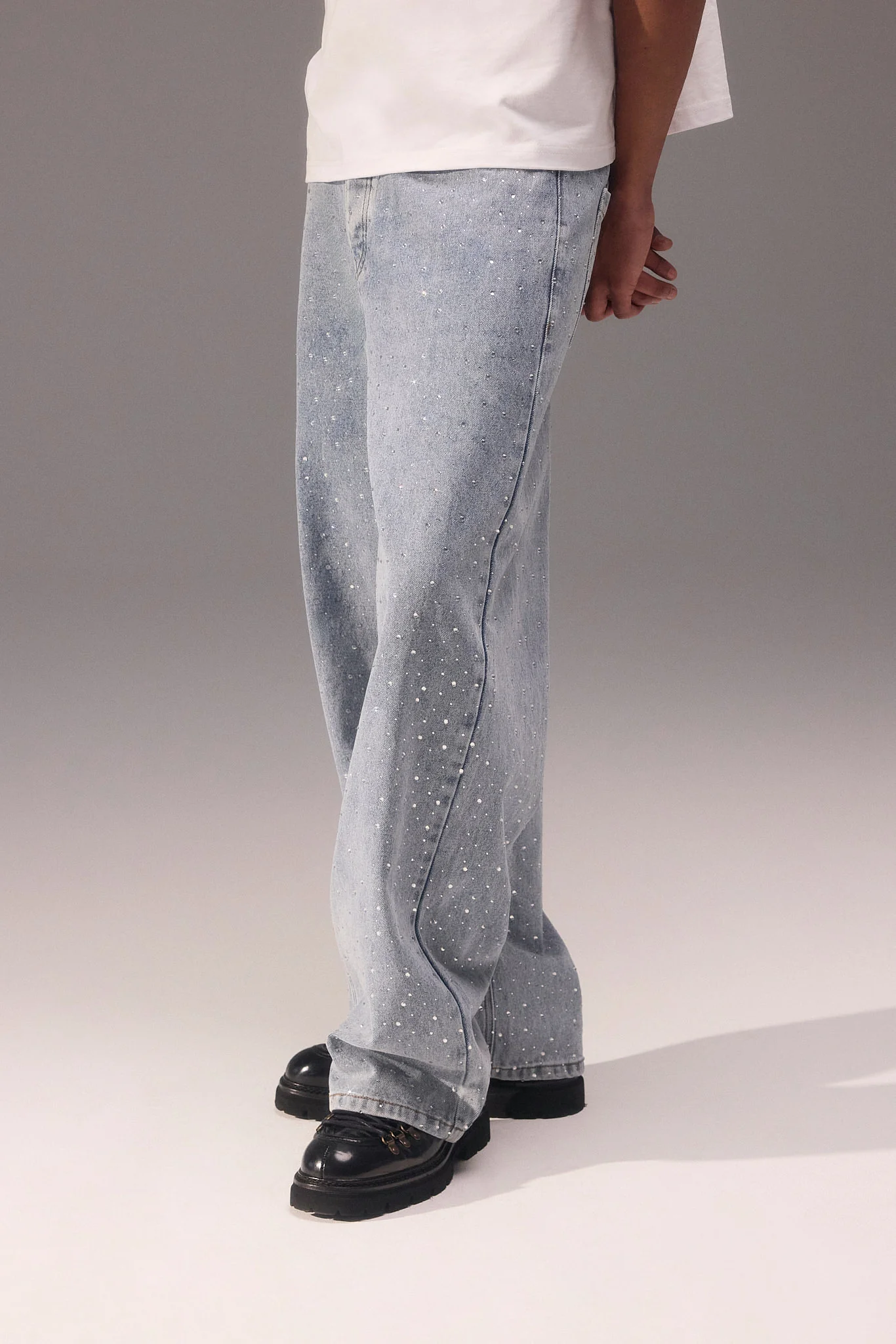Baggy Fit Rhinestone Jean - Antique Wash - Image 2