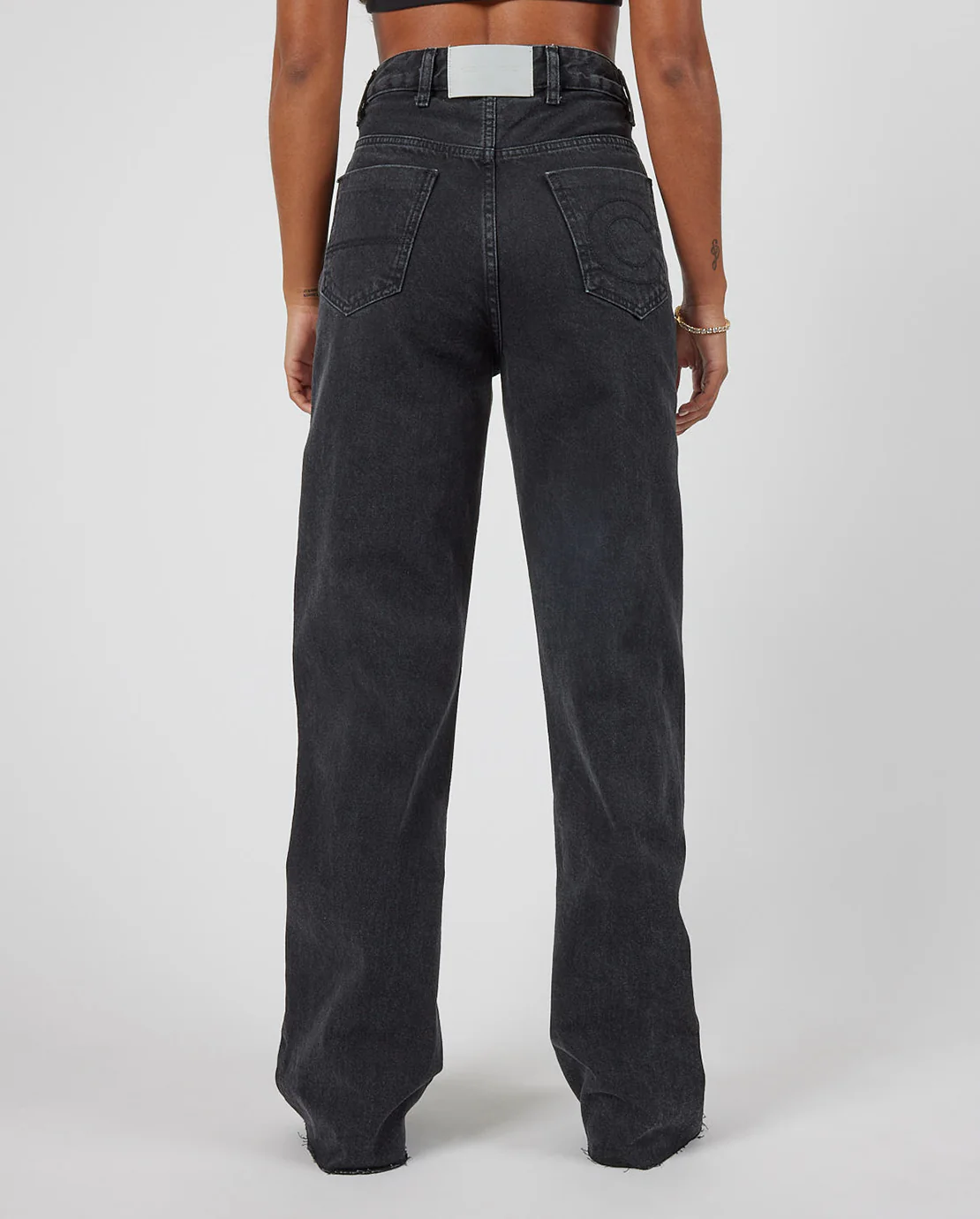 Baggy Ripped Knee Jeans - Washed Black - Image 3