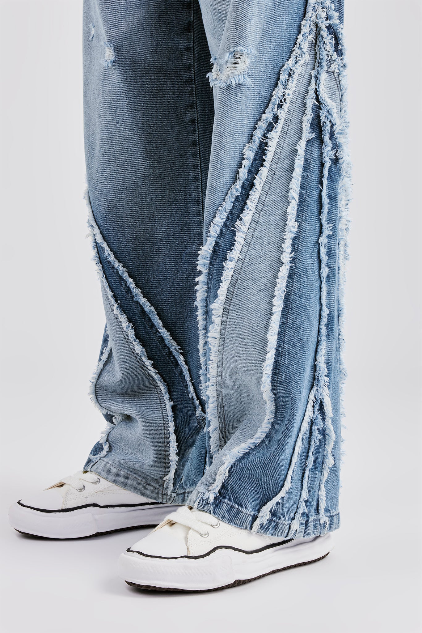 Baggy Spliced Raw Edge Jean - Image 2