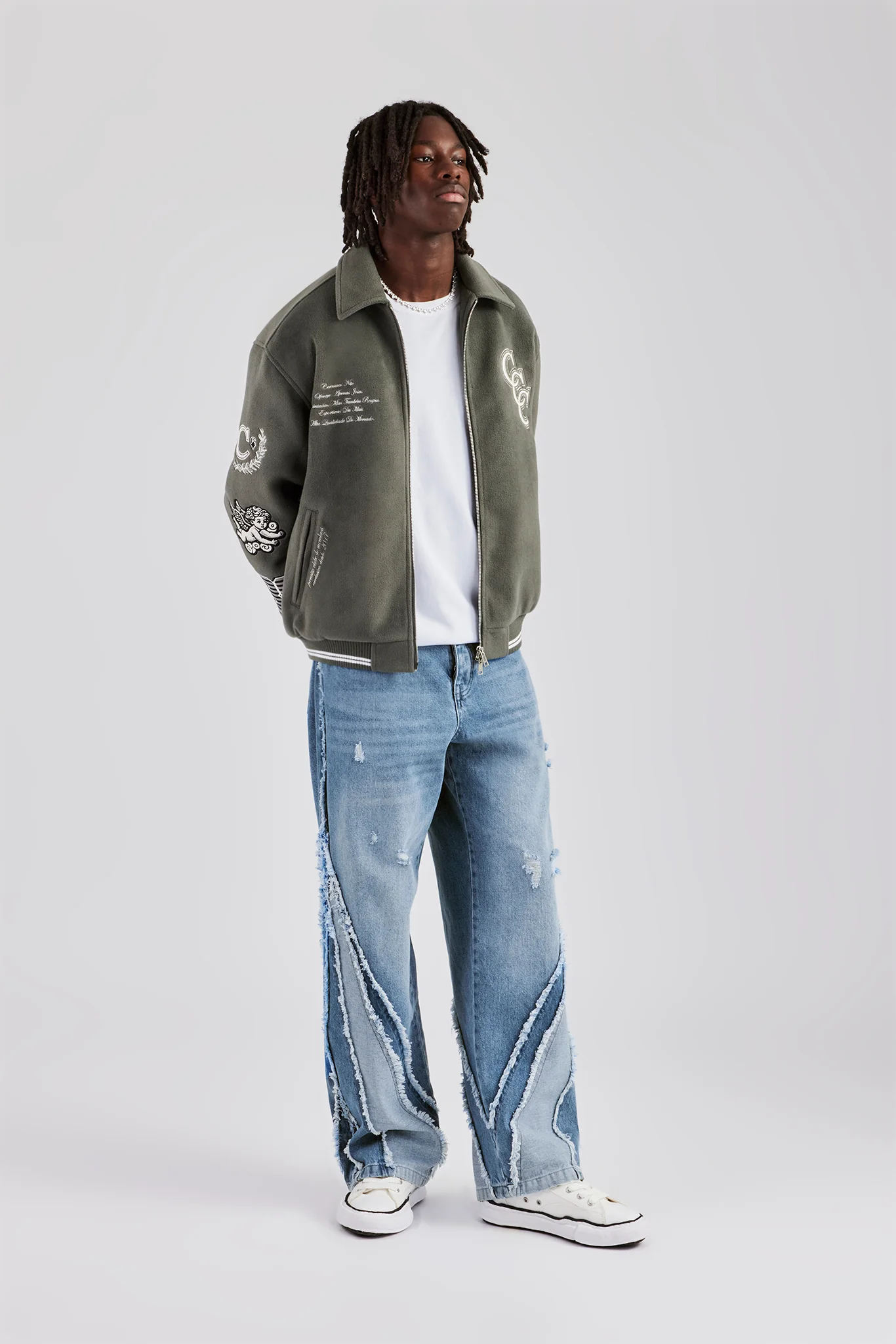 Baggy Spliced Raw Edge Jean - Image 3