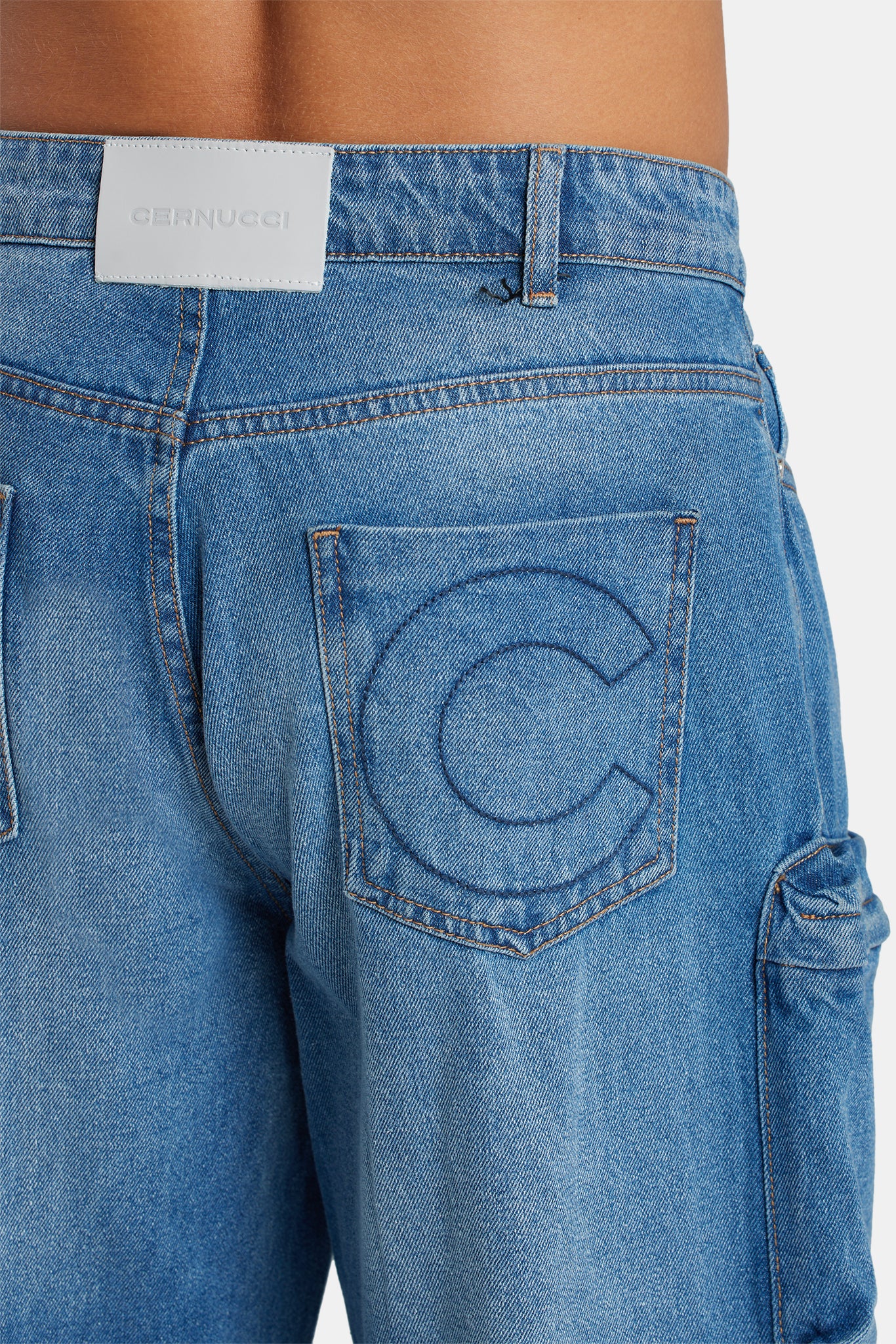 Baggy Utility Cargo Jeans - Mid Blue - Image 5