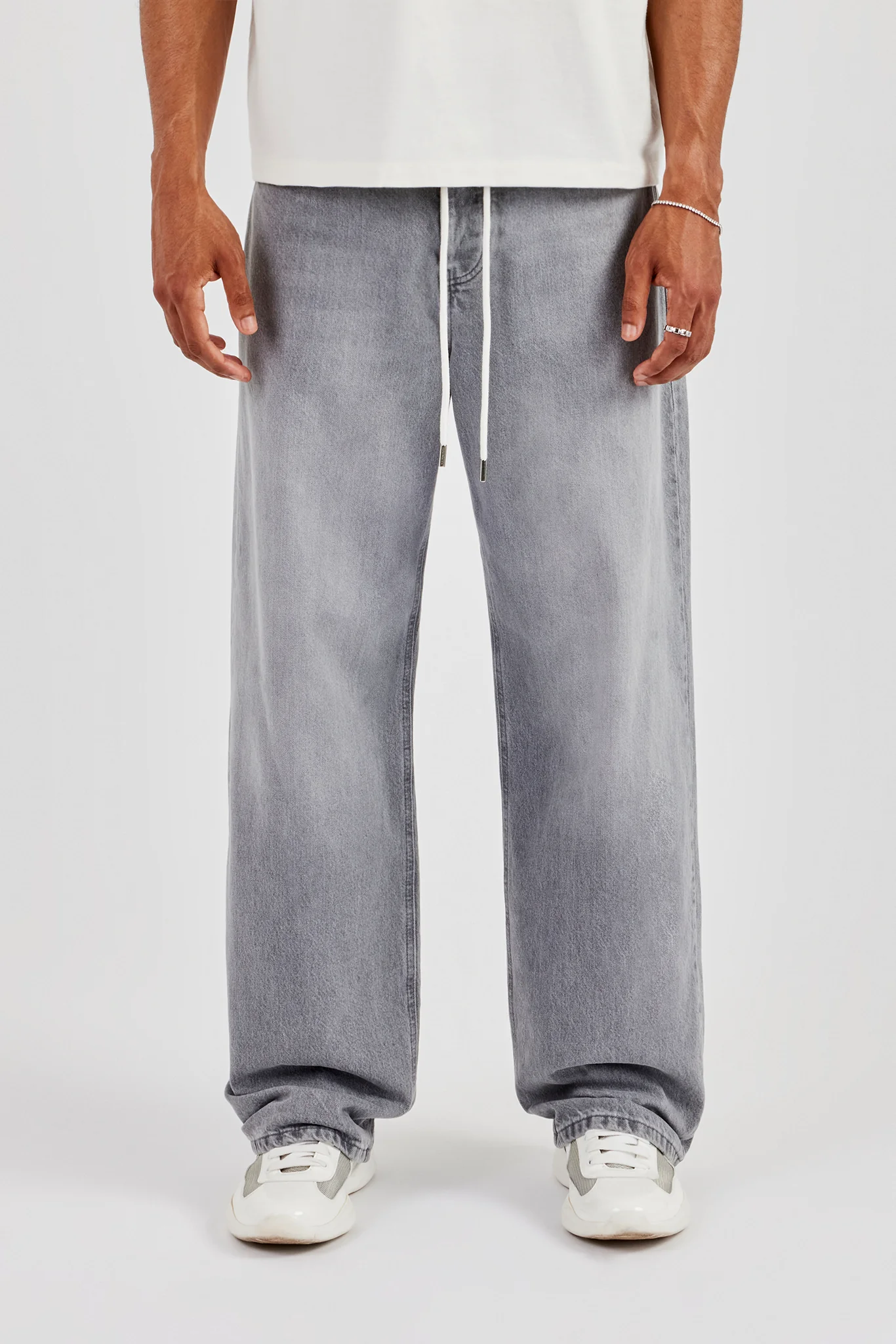 Baggy Waistband Jean - Washed Grey - Image 3