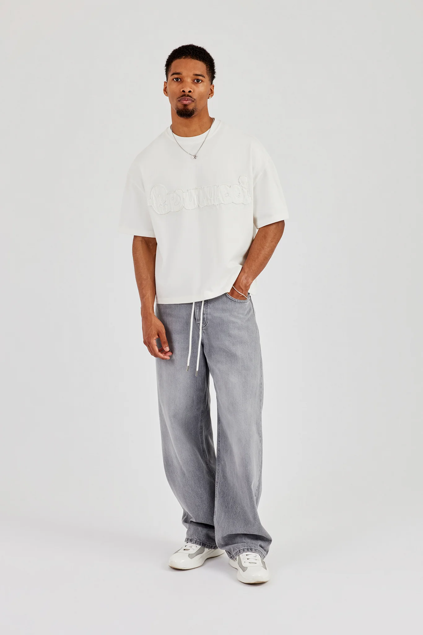 Baggy Waistband Jean - Washed Grey - Image 4