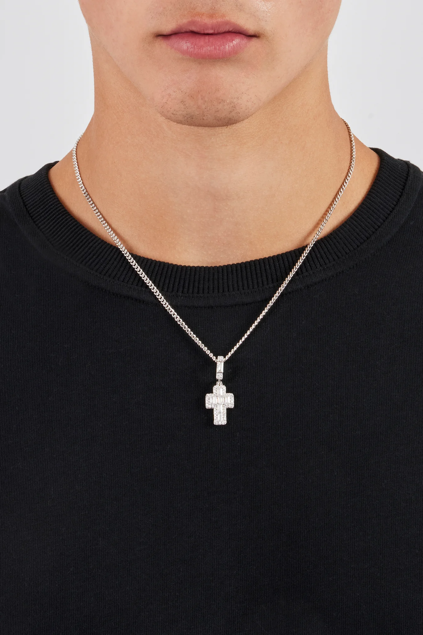 Baguette Centre Cross Pendant - 25mm - Image 2