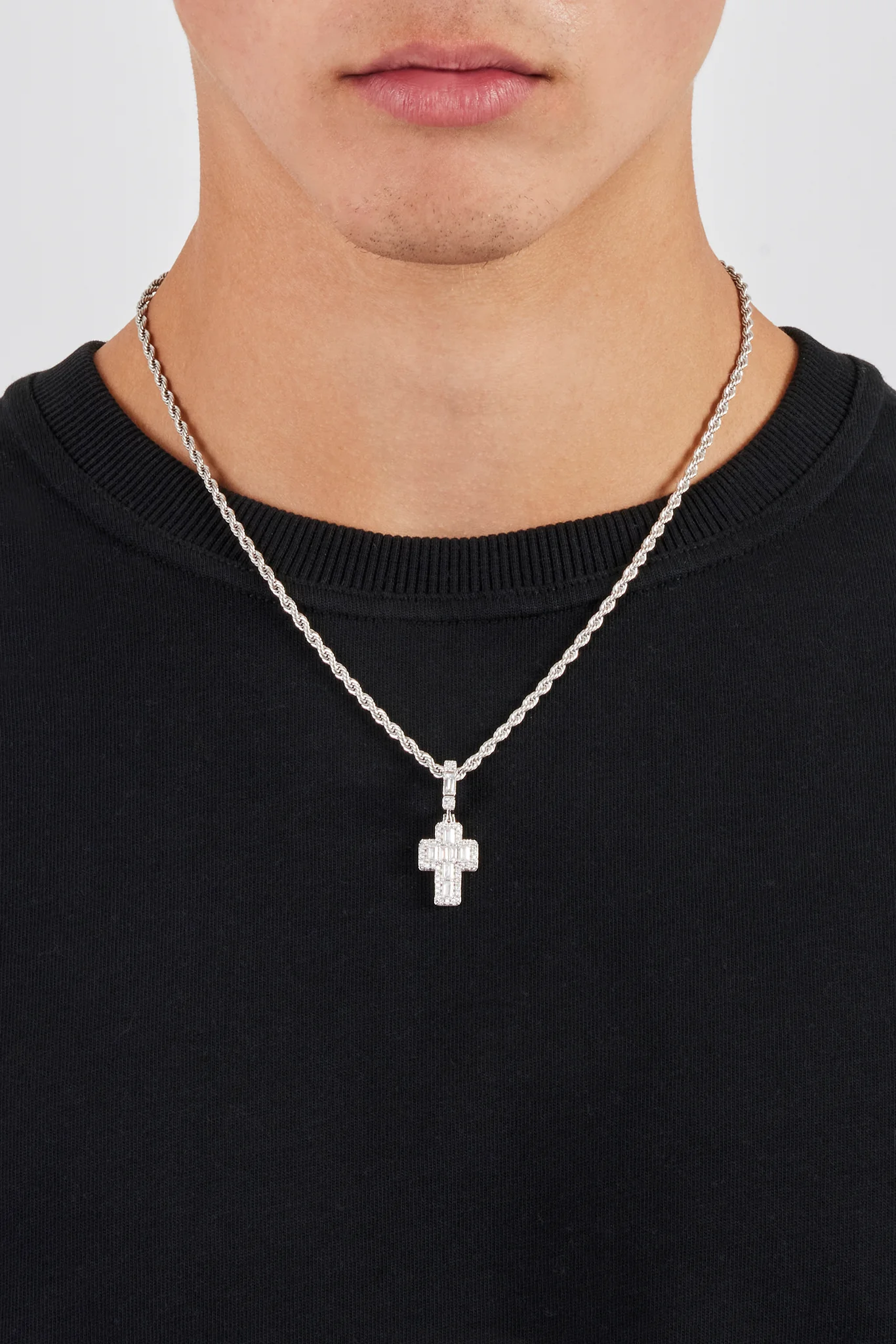 Baguette Centre Cross Pendant - 25mm - Image 3