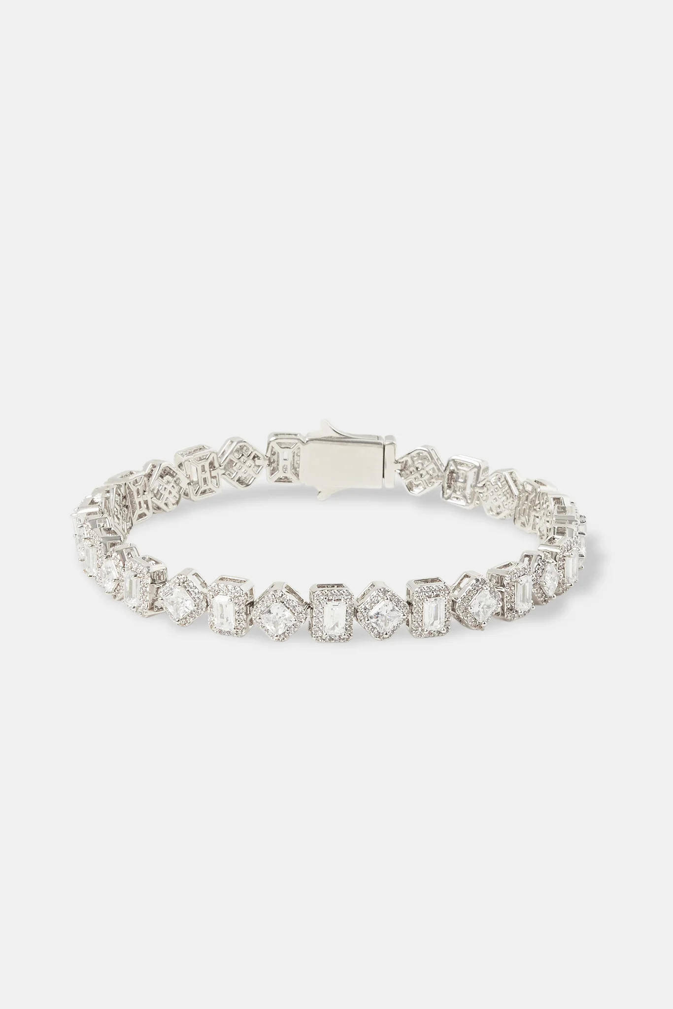 Baguette & Square Cluster Tennis Bracelet - 8mm - Image 2