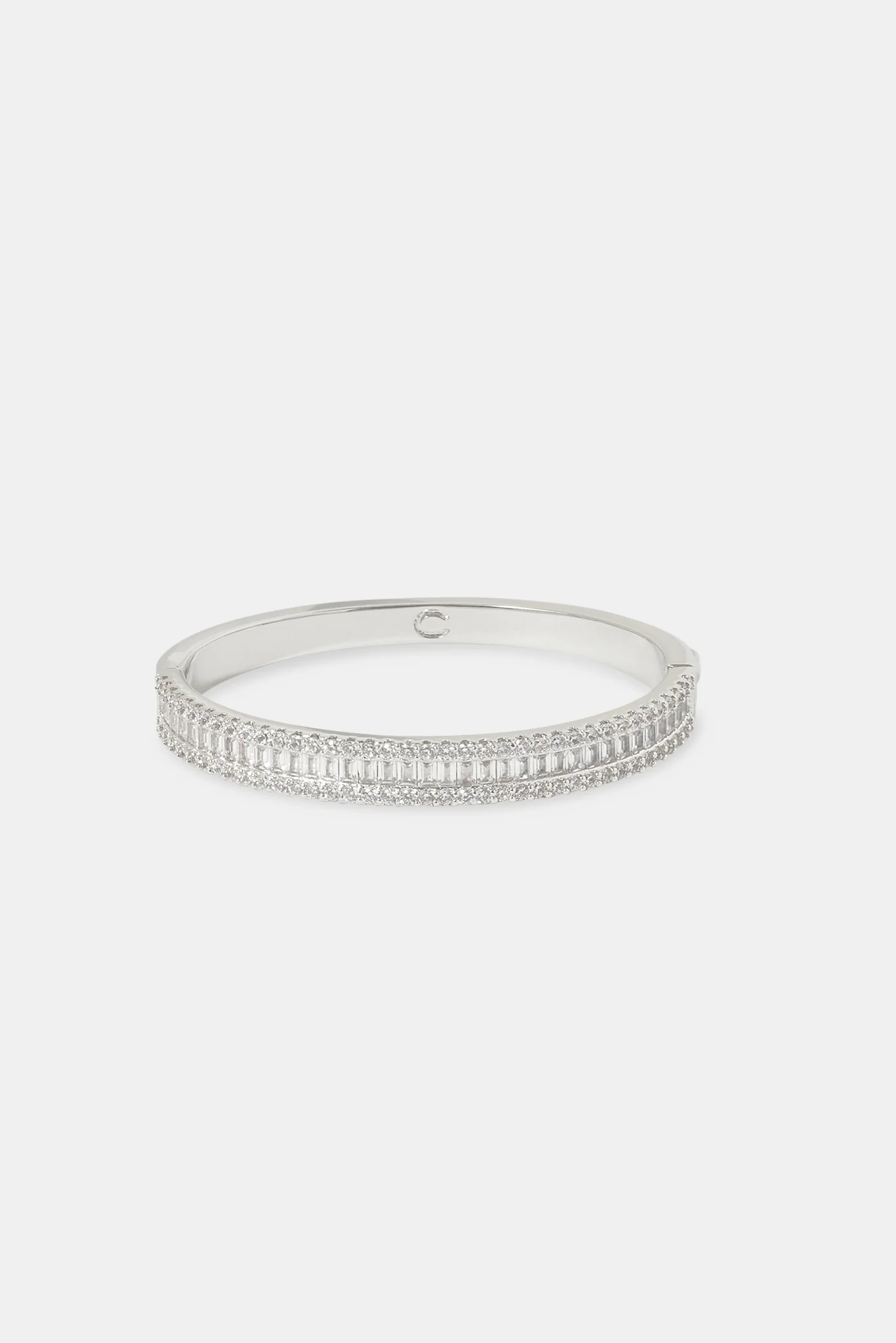 Baguette Tennis Bangle - White 8mm - Image 2