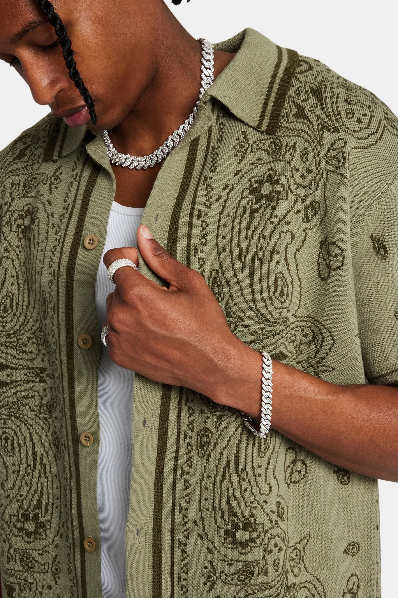Bandana Knit Shirt - Green - Image 2