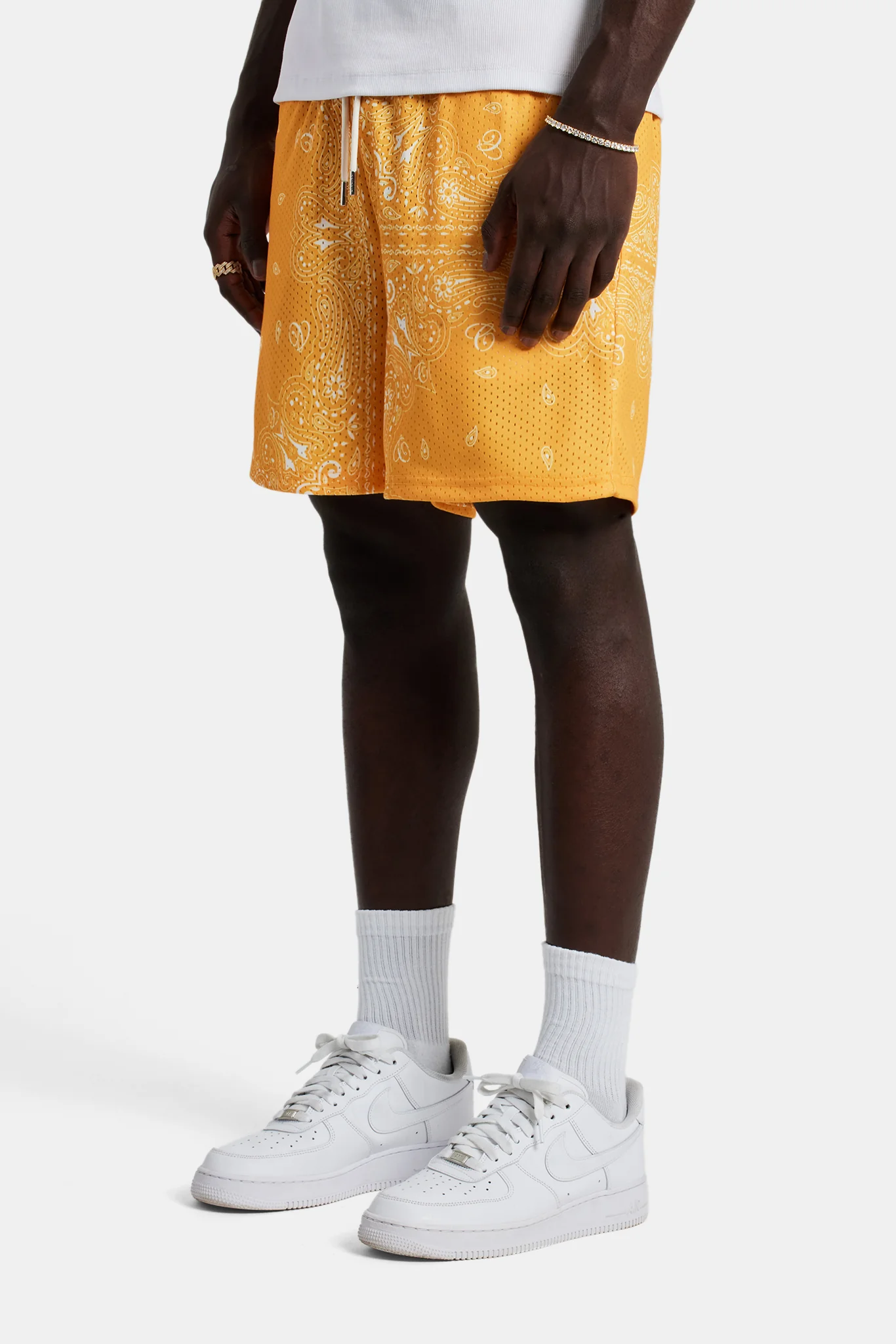 Bandana Printed Mesh Short - Orange - Image 3