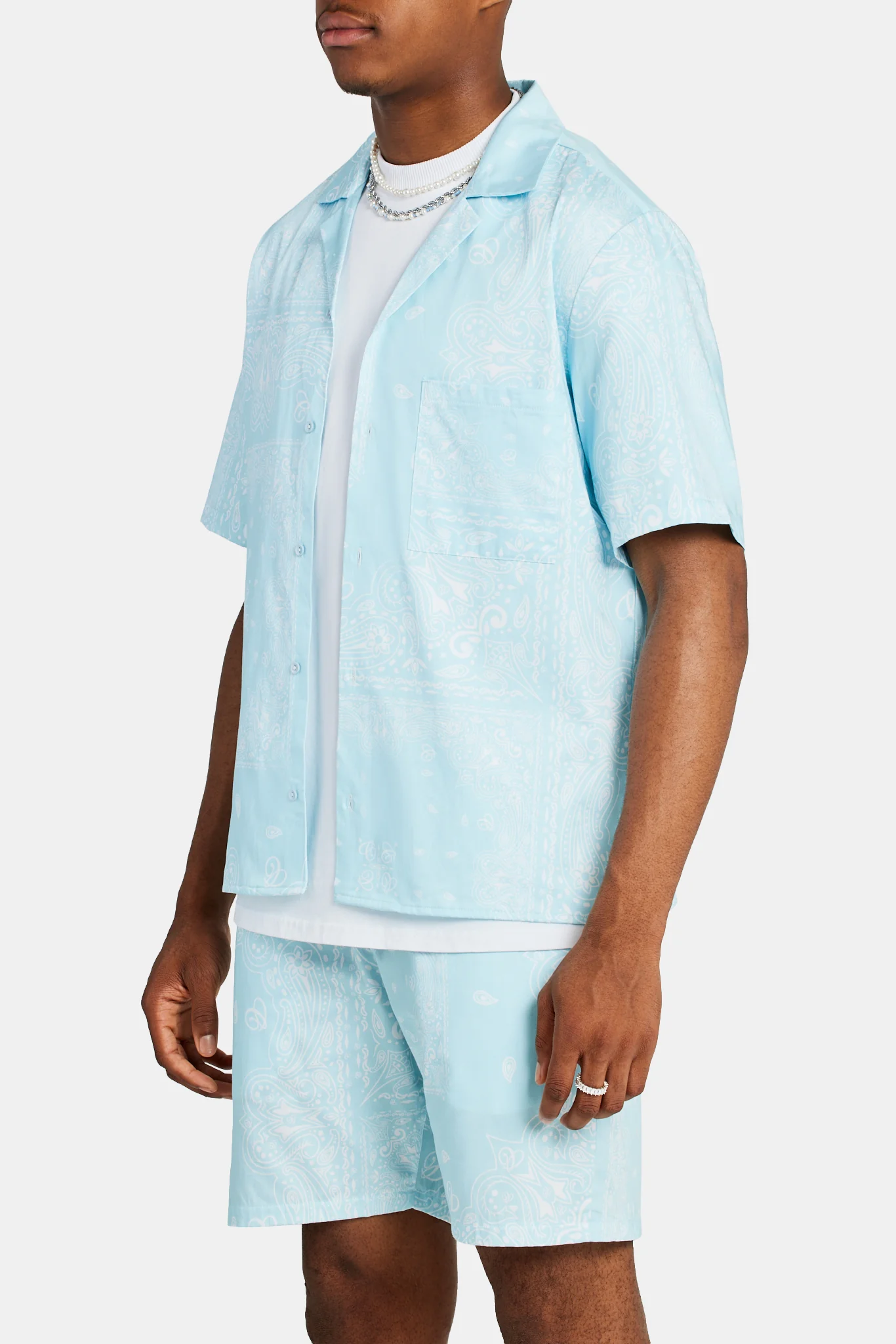Bandana Printed Shirt - Light Blue - Image 4