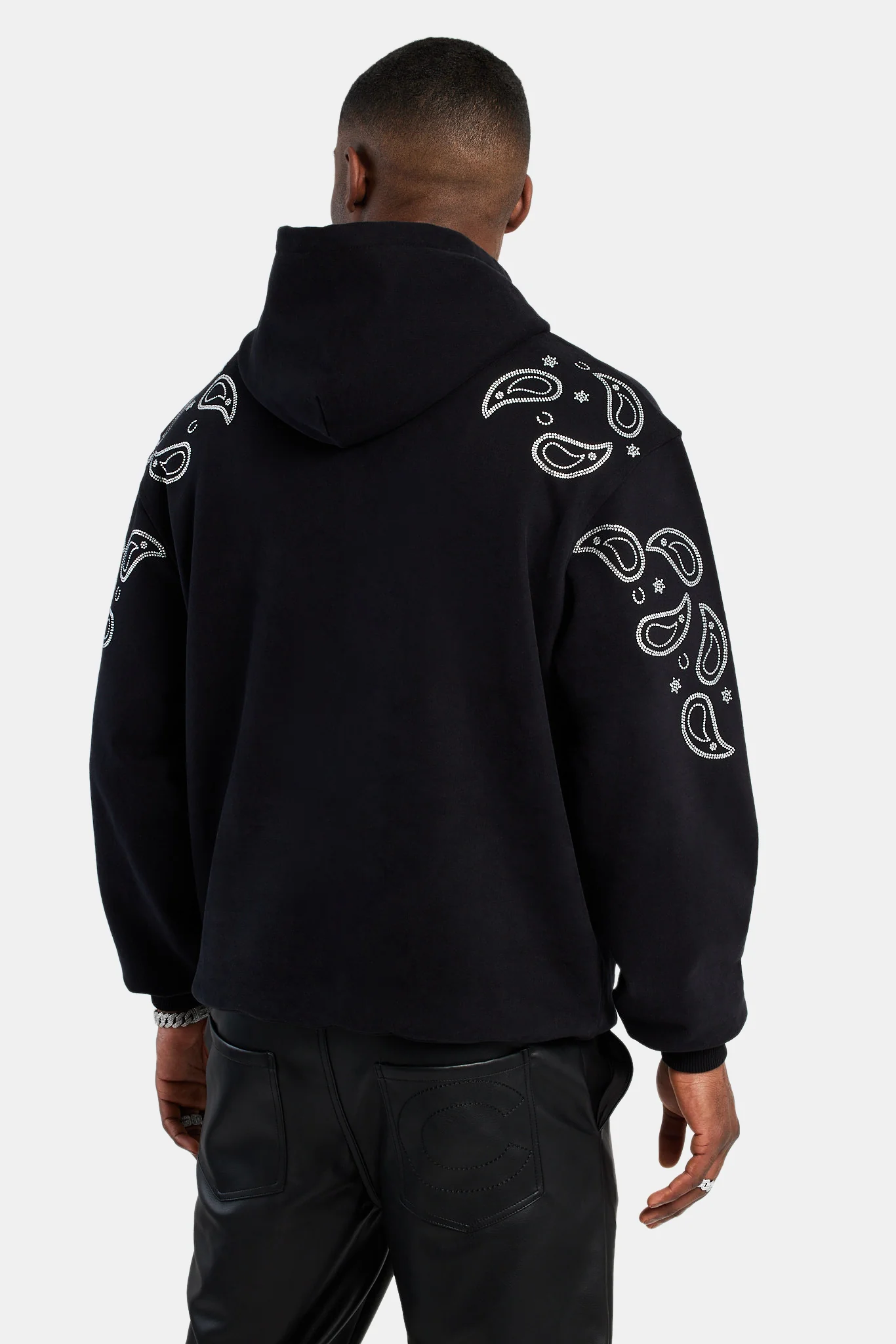 Bandana Rhinestone Hoodie - BLACK - Image 3