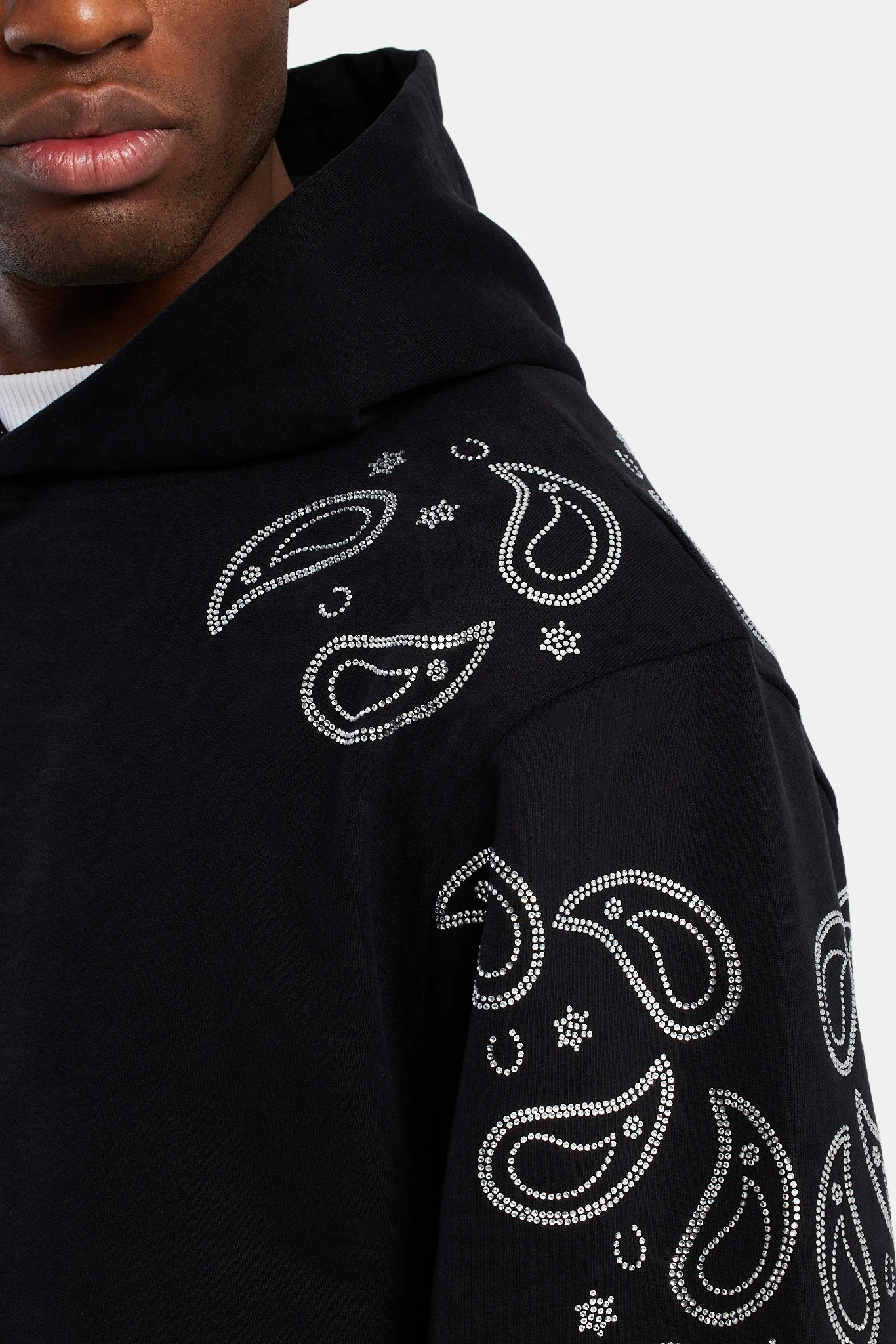 Bandana Rhinestone Hoodie - BLACK - Image 4
