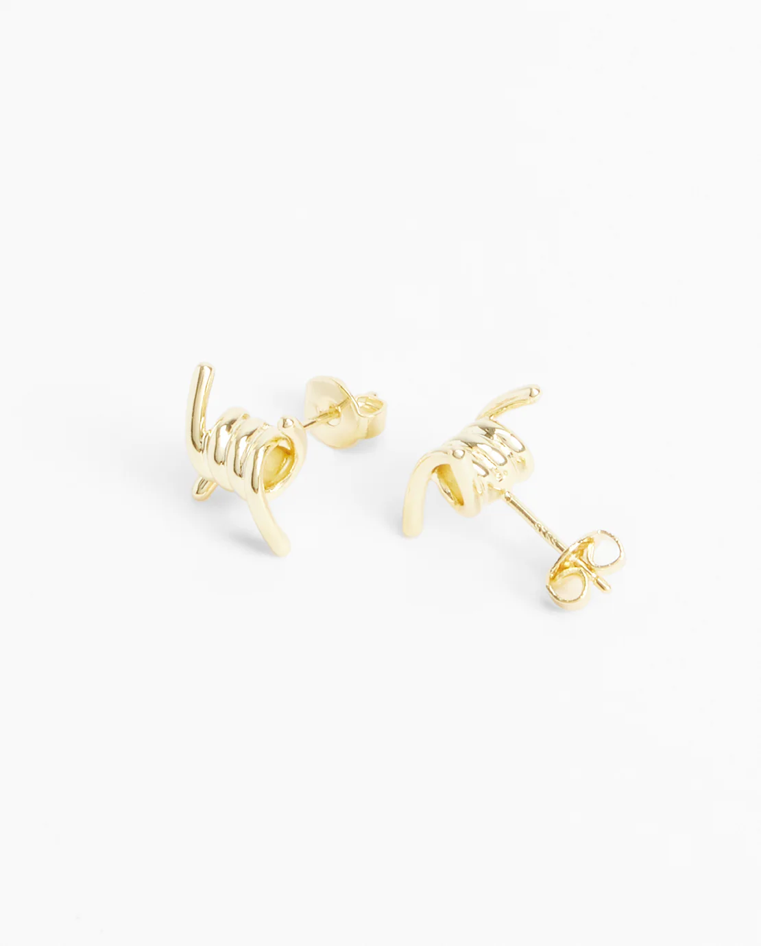 Barbed Wire Stud Earrings - Gold - Image 3