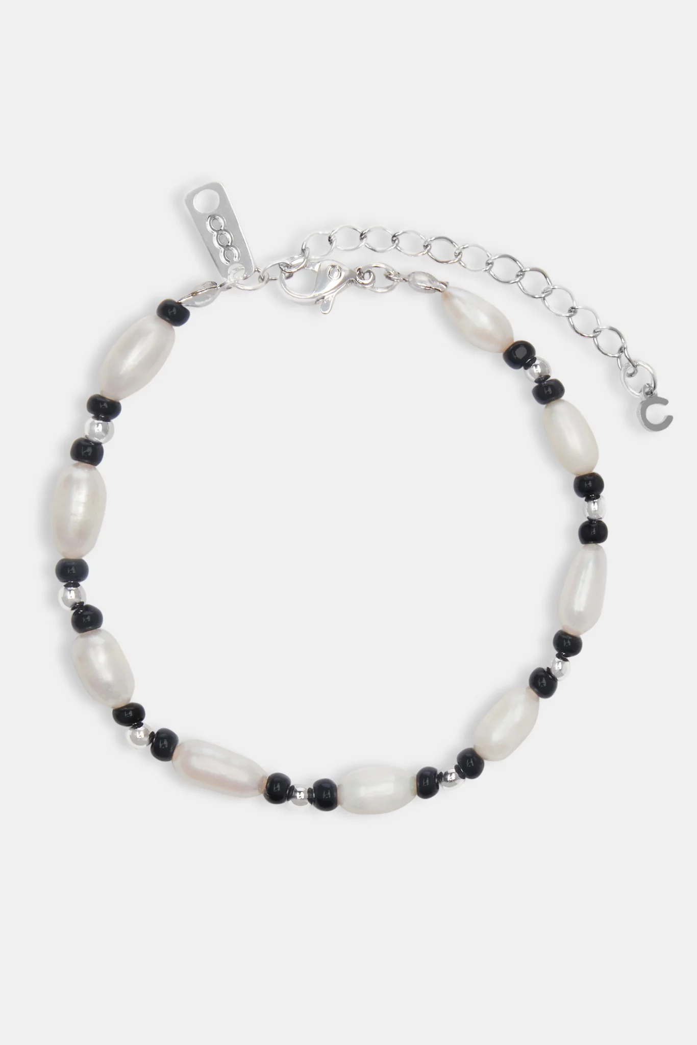 Baroque Freshwater Pearl & Black Agate Bead Bracelet - Image 2