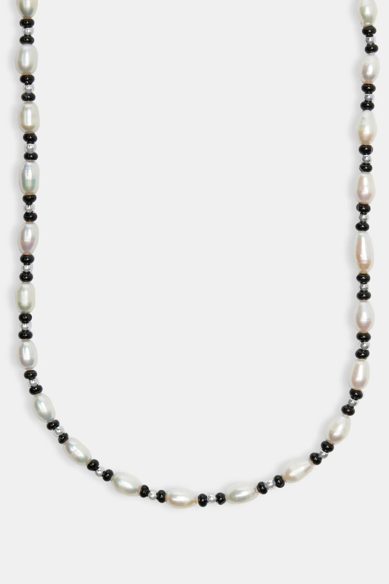 Baroque Freshwater Pearl & Black Agate Bead Necklace - Image 2