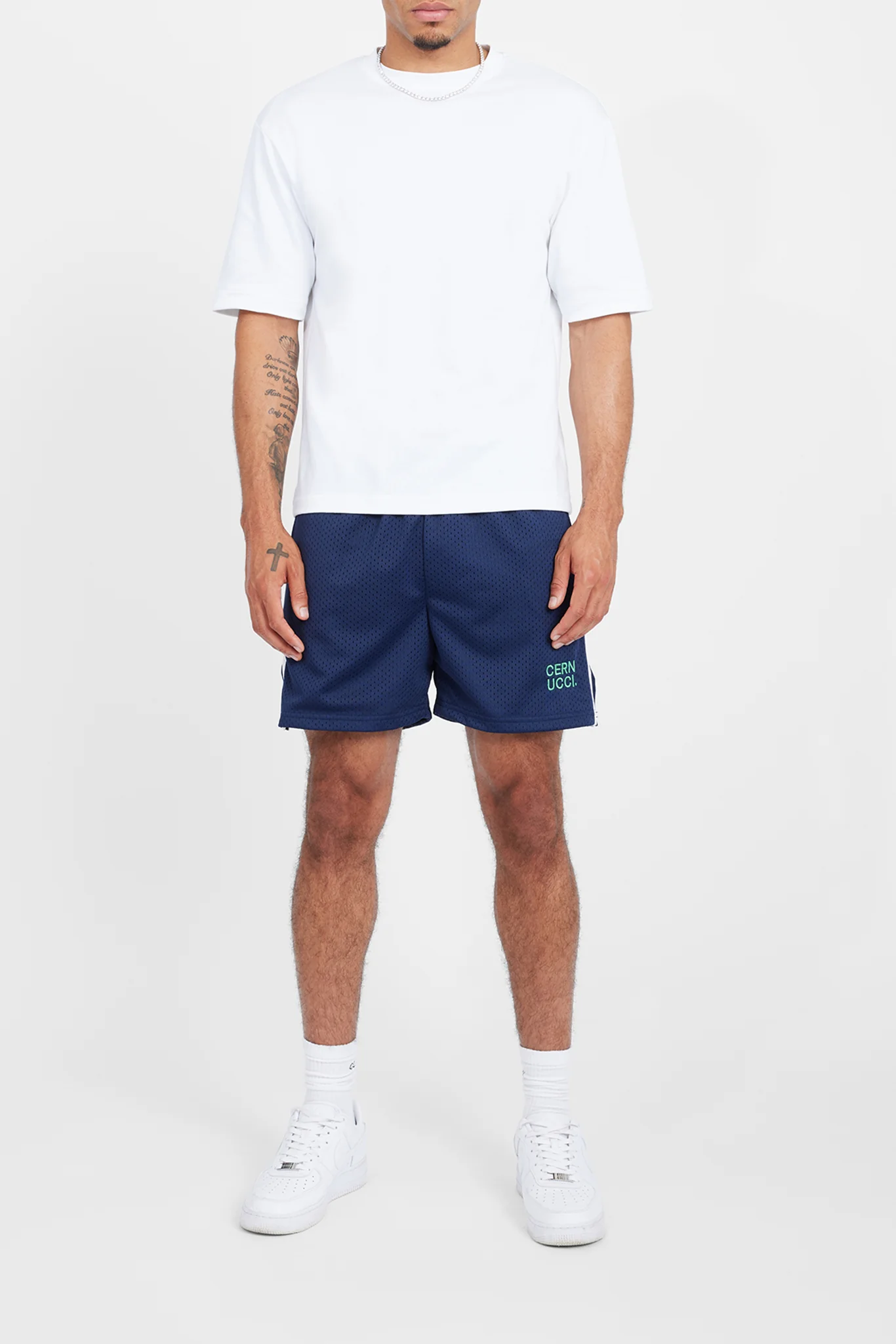 Cernucci Text Mesh Short - Navy - Image 3