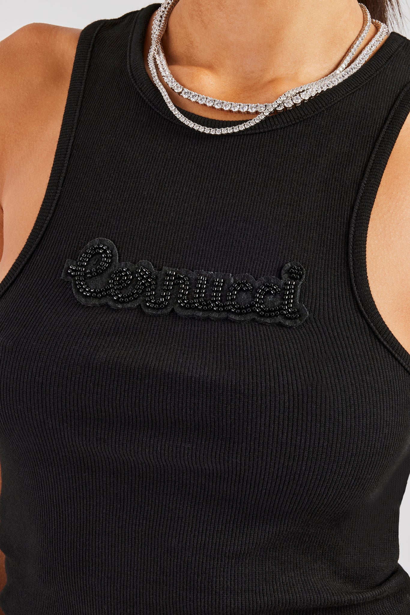 Beaded Ribbed Racer Vest - Black - Image 3