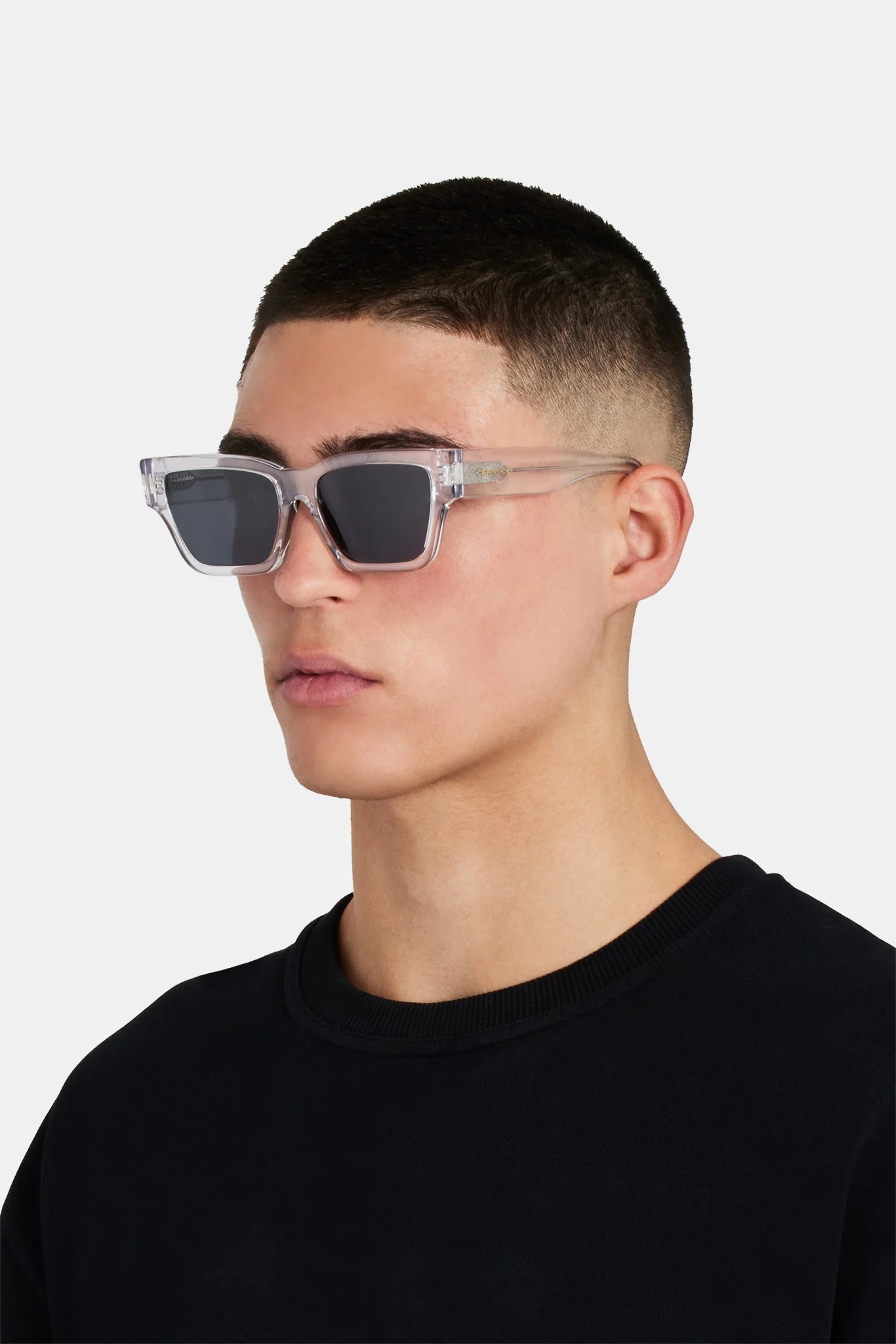 Beseled Chunky Square Acetate Frame Sunglasses - Crystal - Image 2