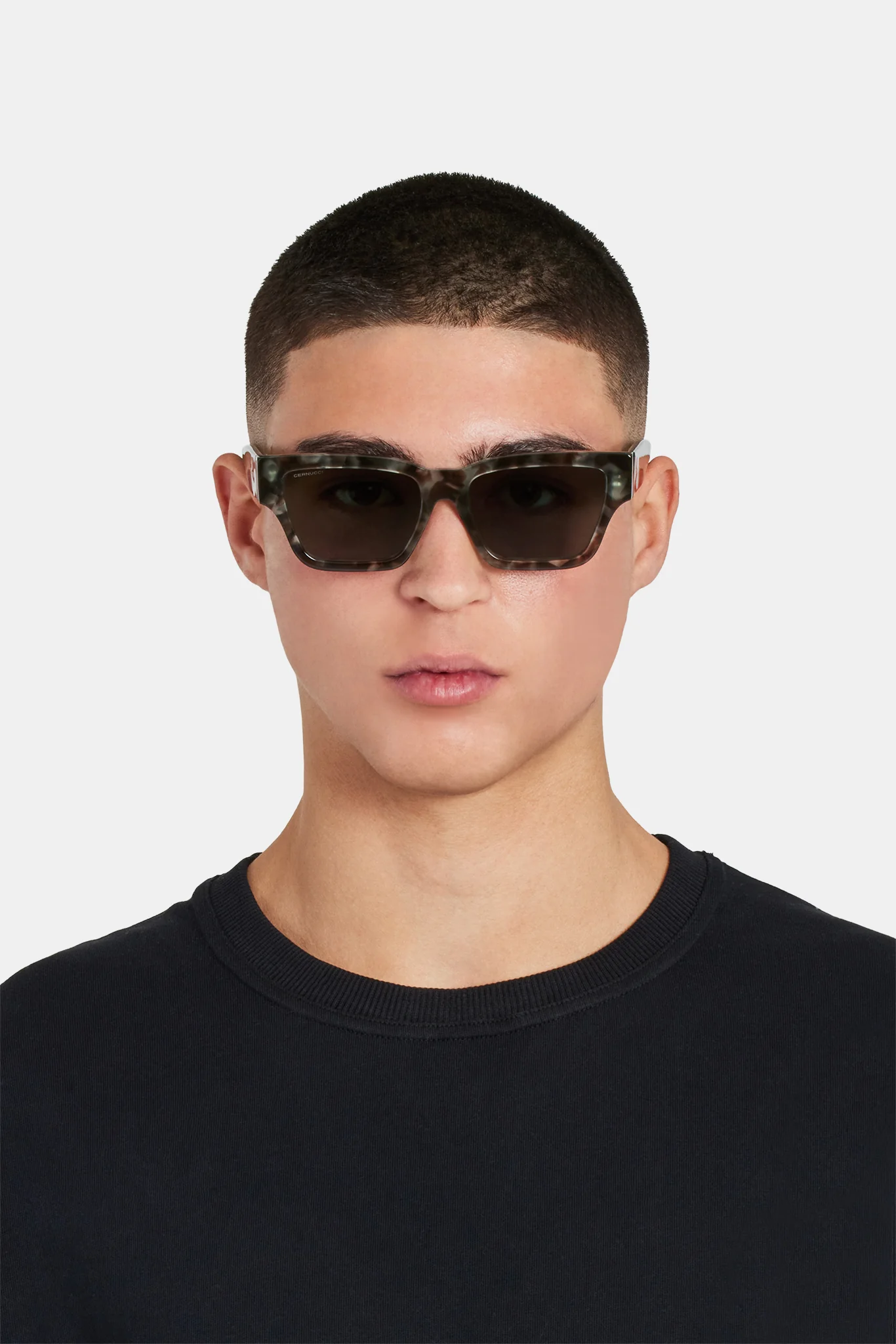 Beseled Chunky Square Marble Acetate Frame Sunglasses - Multi - Image 5