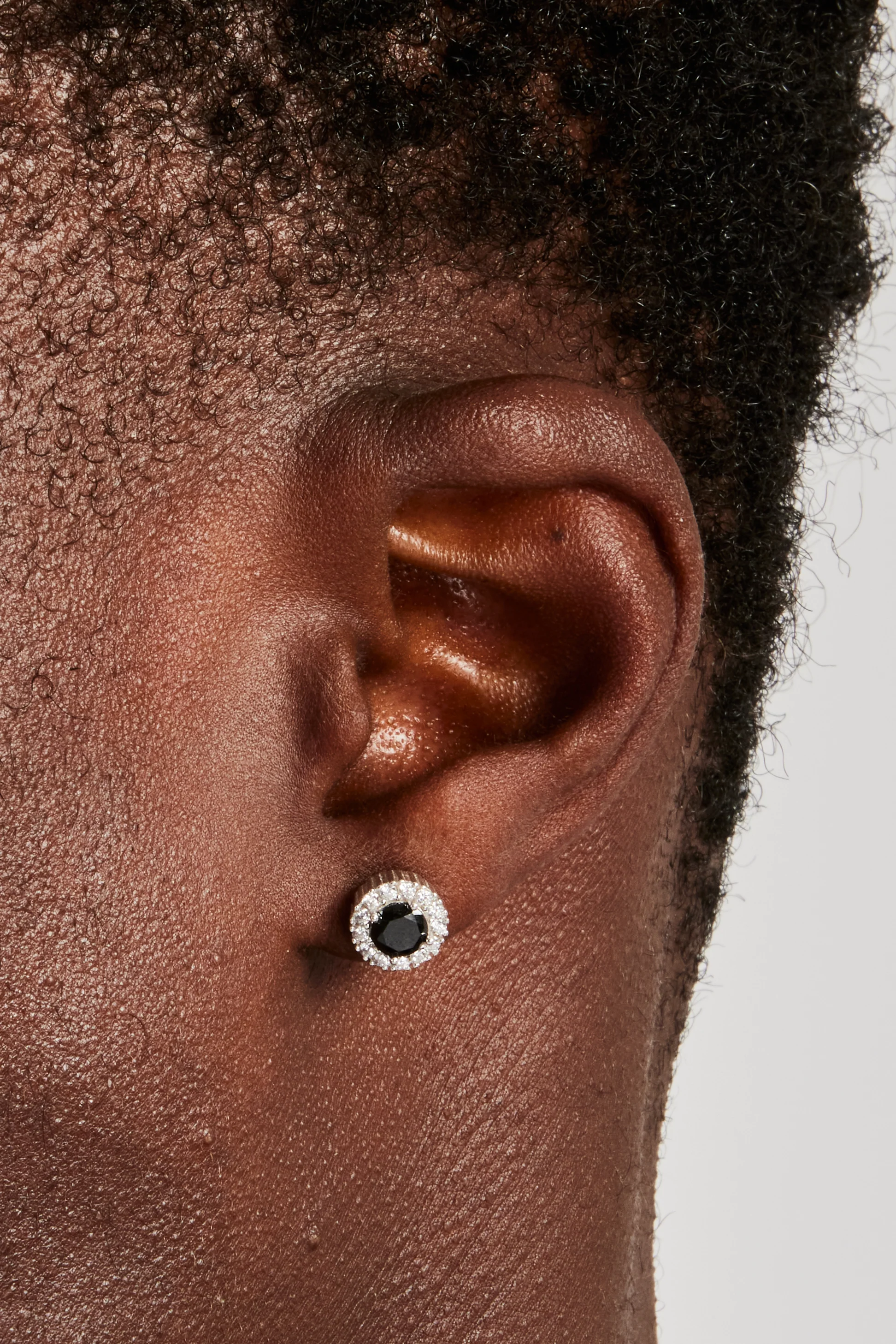 Black CZ Cluster Round Stud Earrings - Image 2