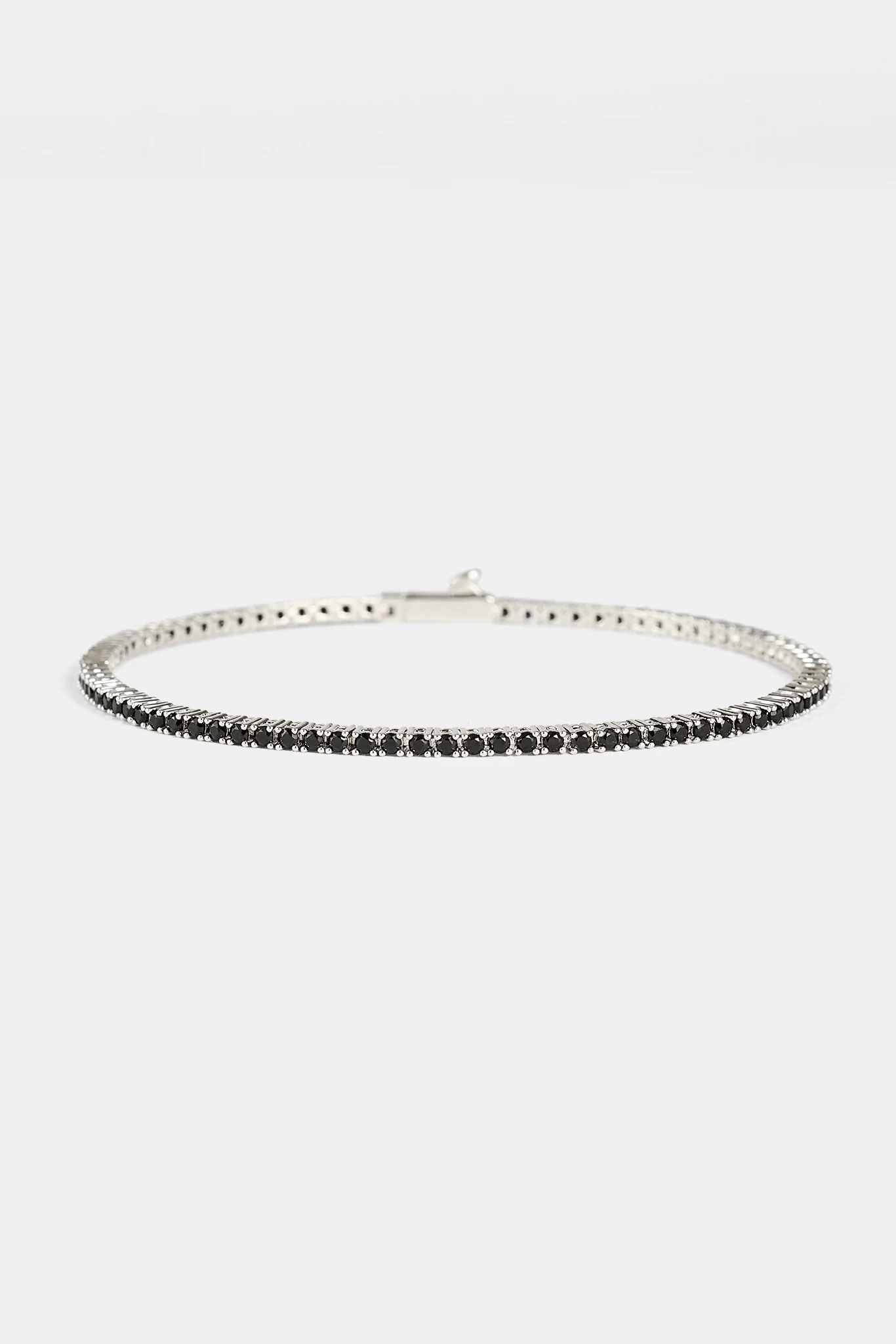 Black CZ Tennis Bracelet - 2mm - White - Image 2