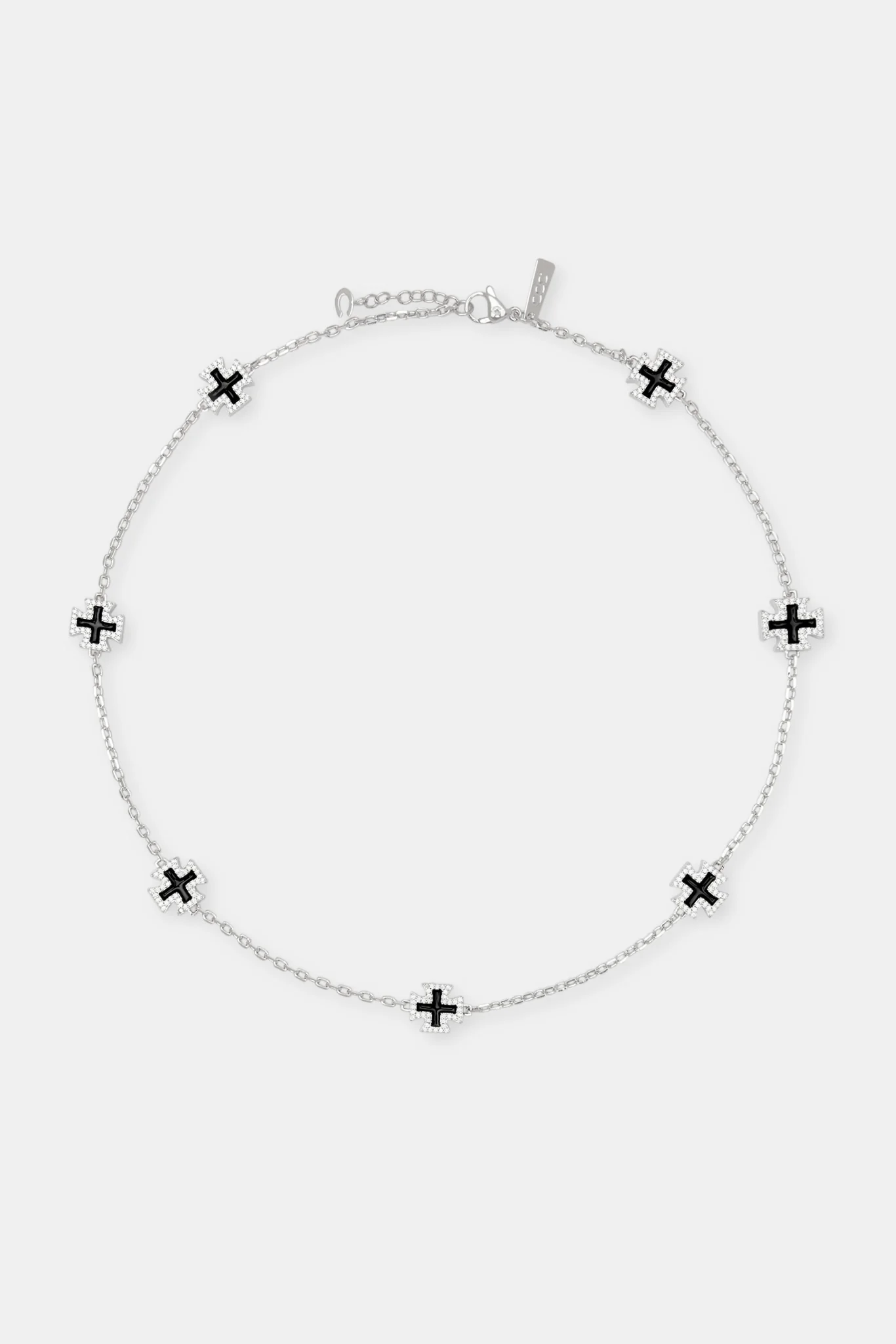 Black Enamel Cross Motif Chain - 12mm - Image 3