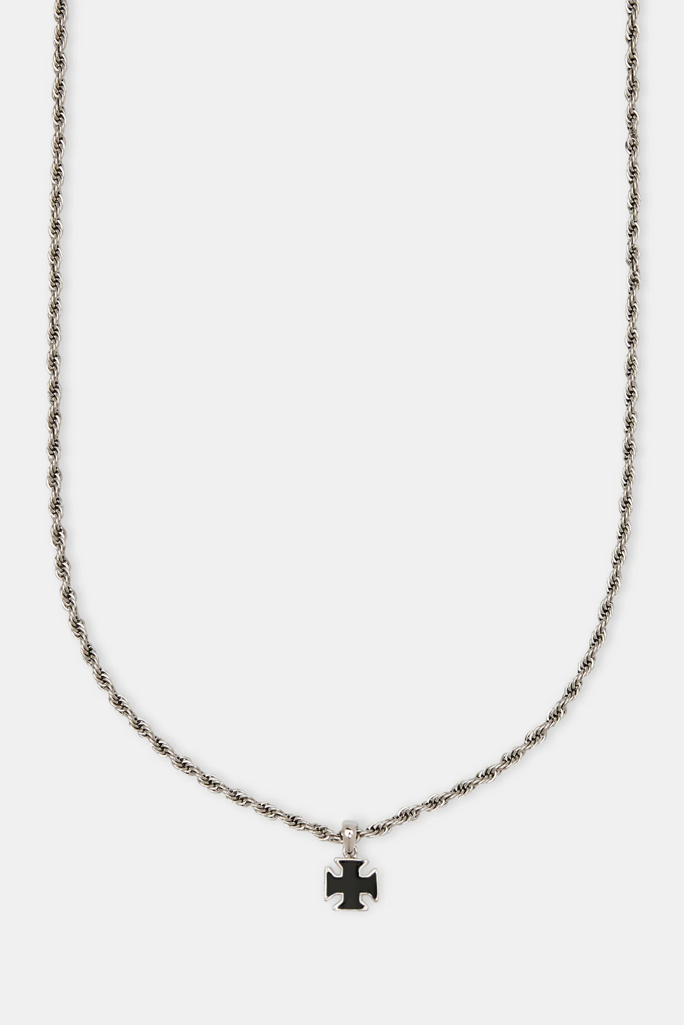 Black Enamel Cross Motif Necklace - 10mm - Image 2