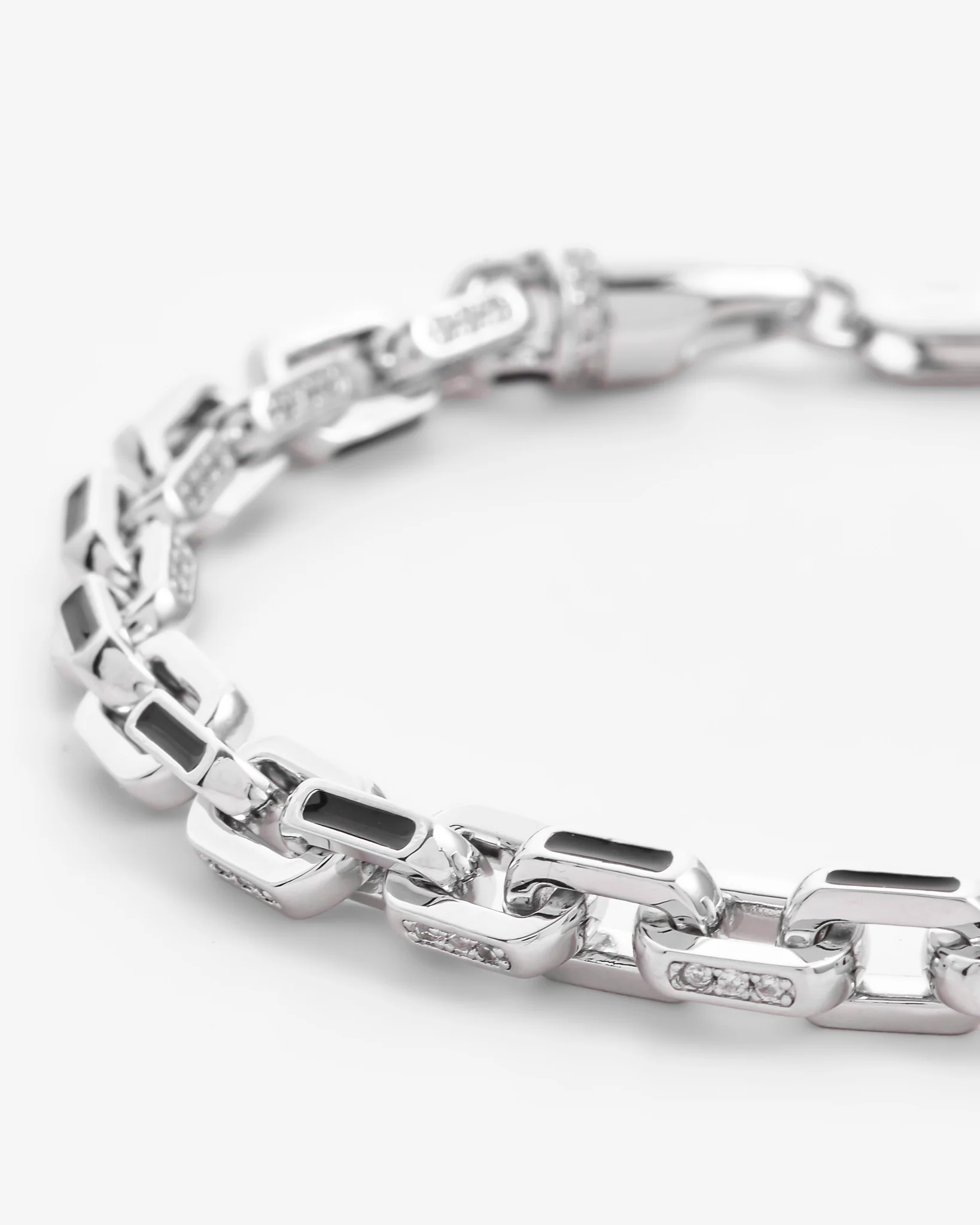 Black Enamel Detail Link Bracelet - Image 2