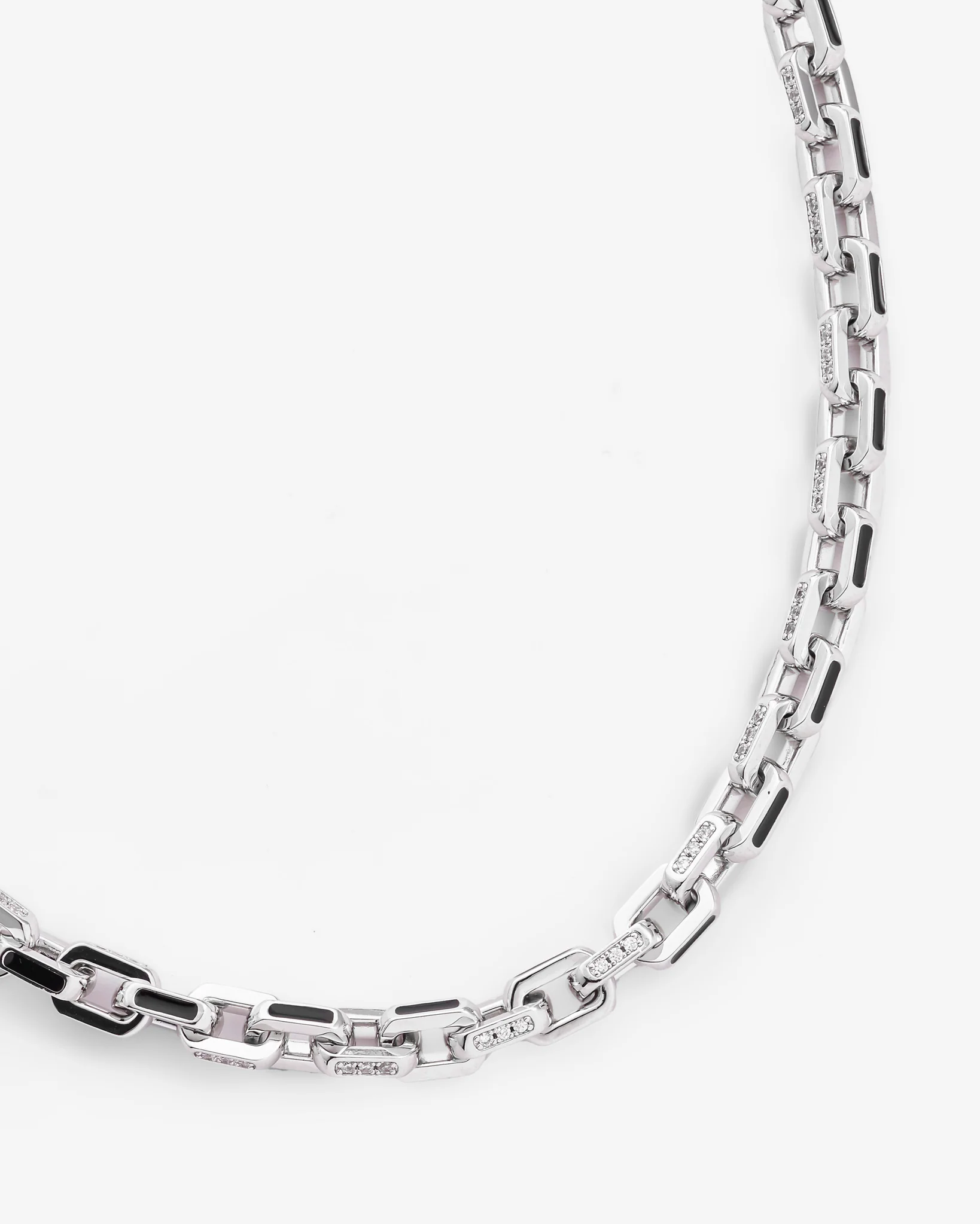 Black Enamel Detail Link Chain - Image 2