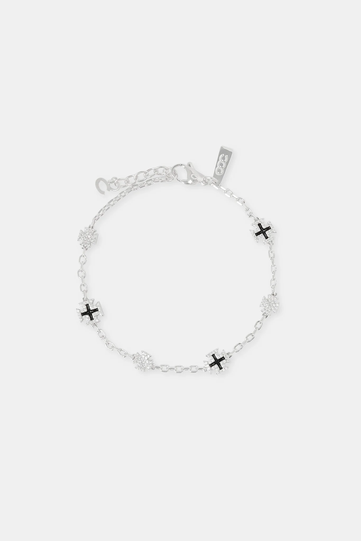 Black Enamel Micro Motif Rolo Bracelet - 8mm - Image 2