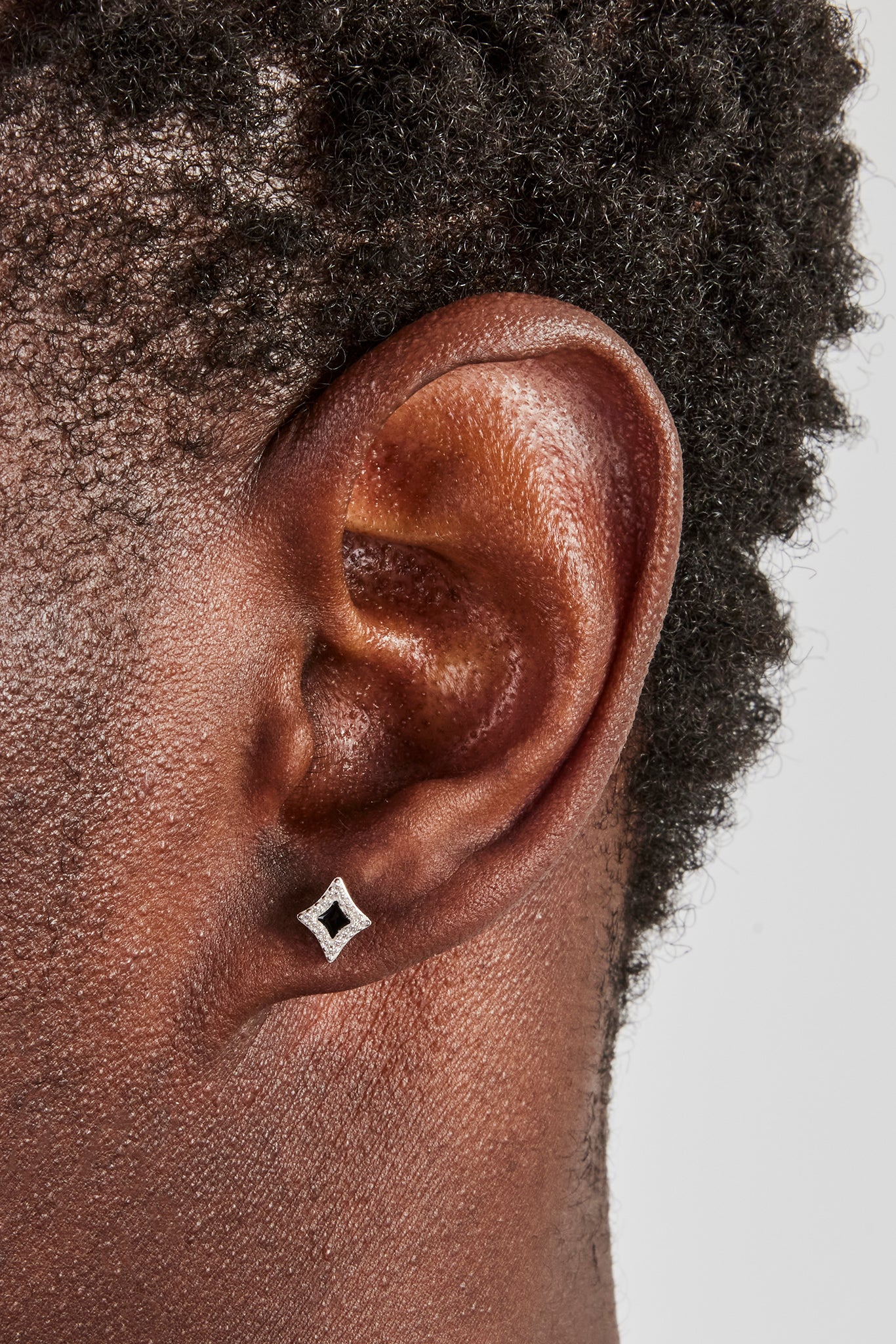 Black Enamel Star Motif Stud Earrings - 8mm - Image 2