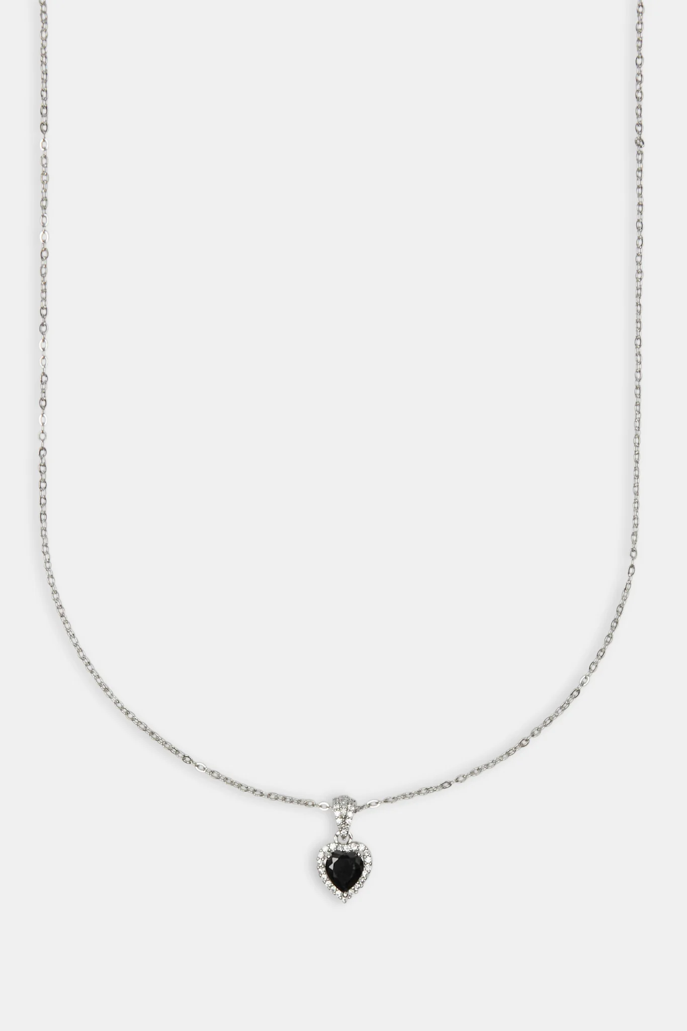 Black Heart Bezel Necklace - White - 10mm - Image 2
