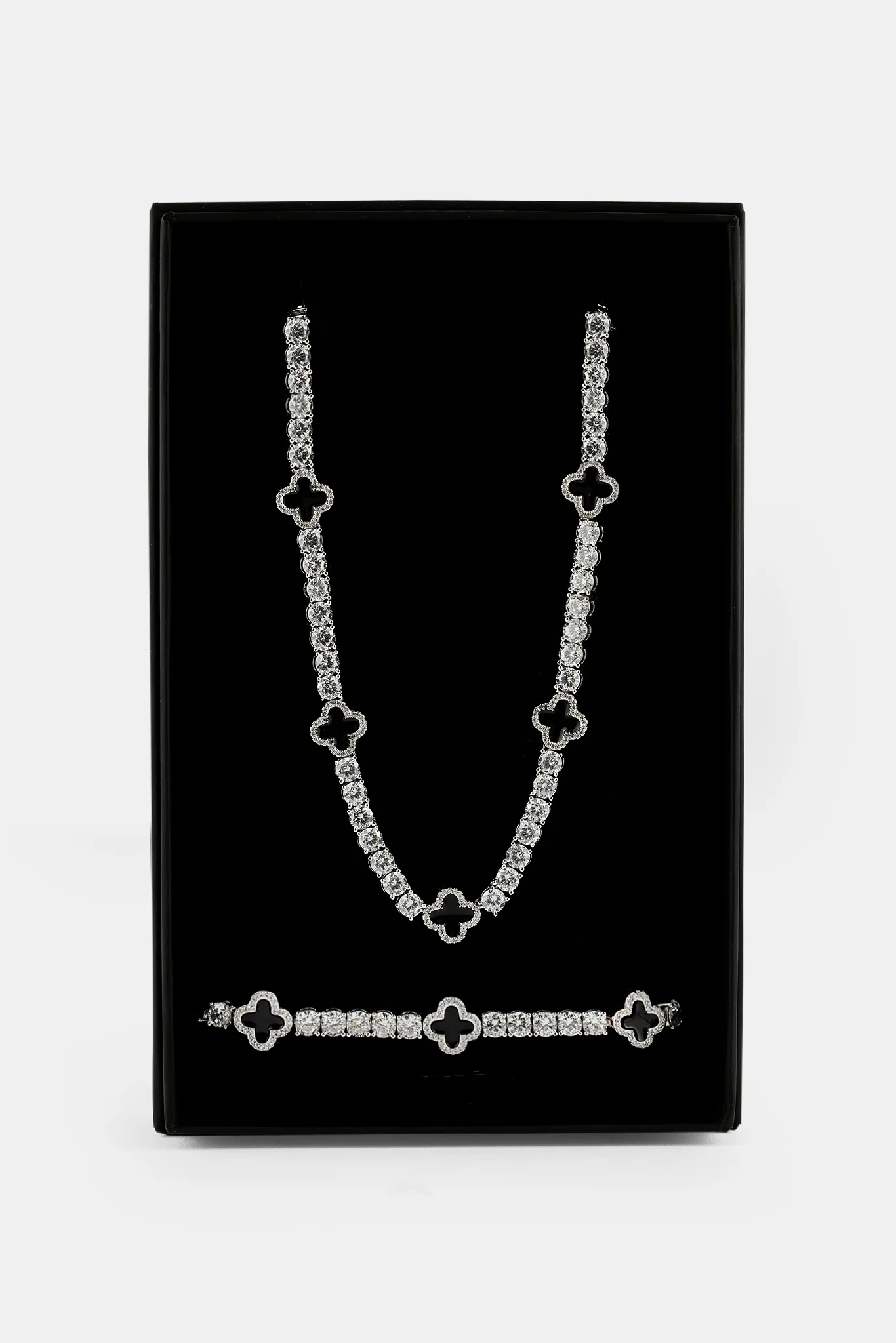 Black Motif Tennis Chain & Bracelet - 5mm - Image 4