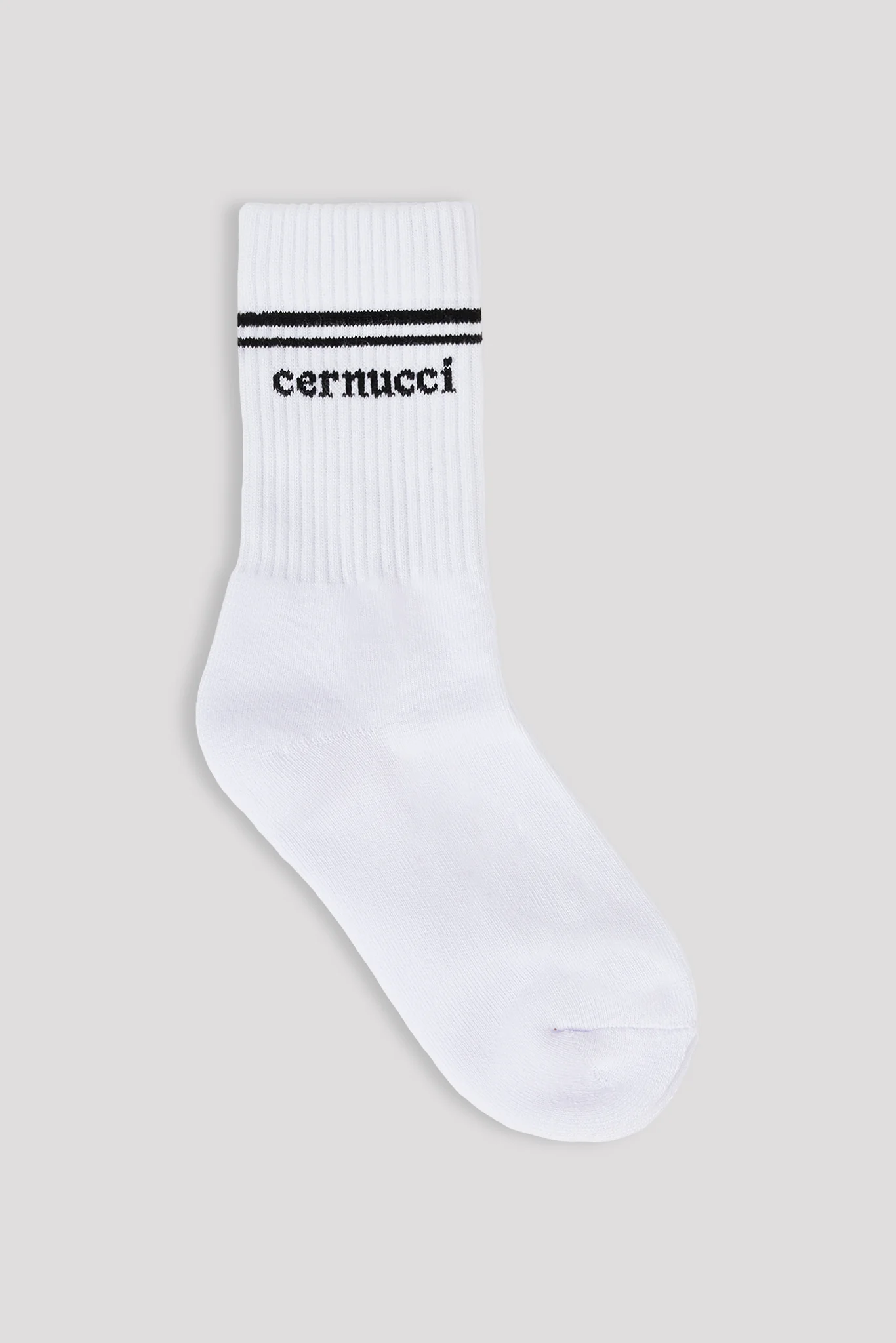 Black Stripe Varsity Socks - White