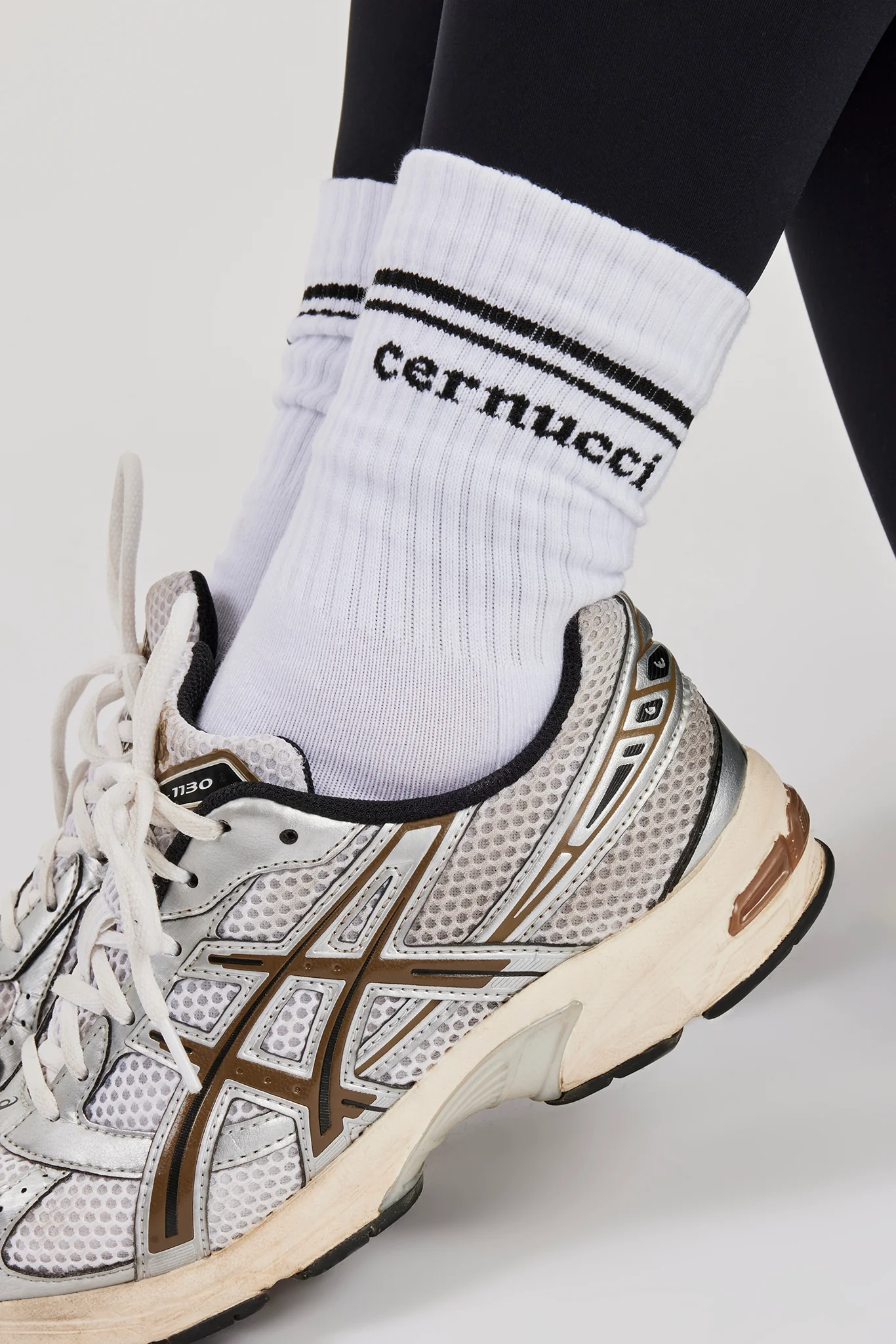 Black Stripe Varsity Socks - White - Image 2