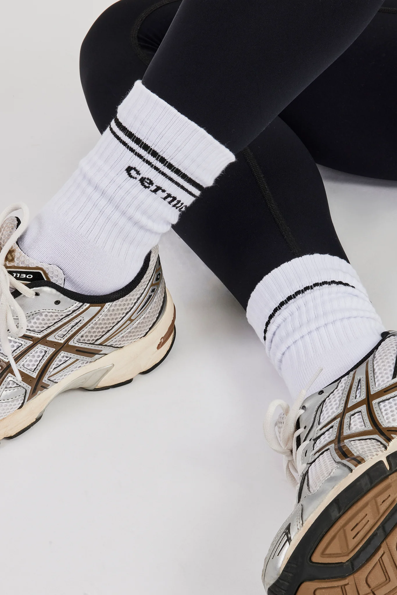 Black Stripe Varsity Socks - White - Image 3