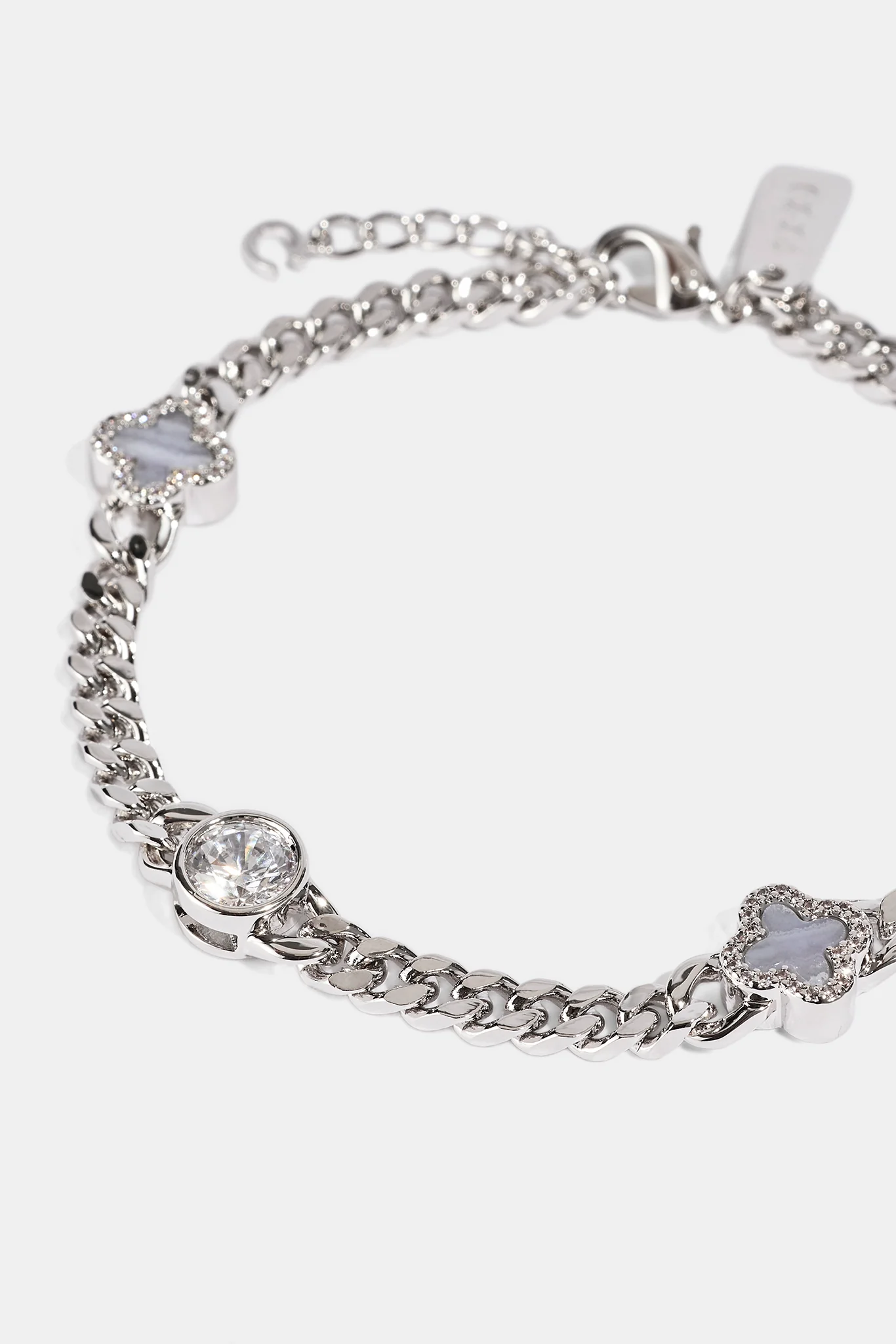 Blue Agate CZ Outline Miami Bracelet - 6mm - White - Image 3
