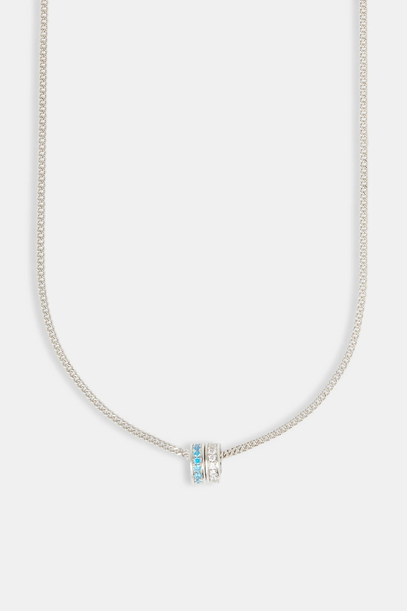 Blue & Clear Iced Ring Necklace - 15mm - Image 4